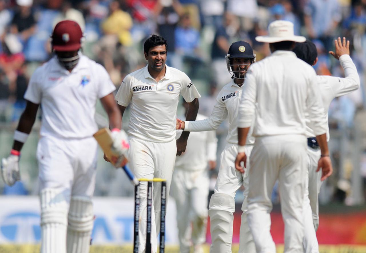 R Ashwin got the ball to bounce and turn to dismiss Darren Bravo, India v West Indies, 2nd Test, Mumbai, 1st day, November 14, 2013