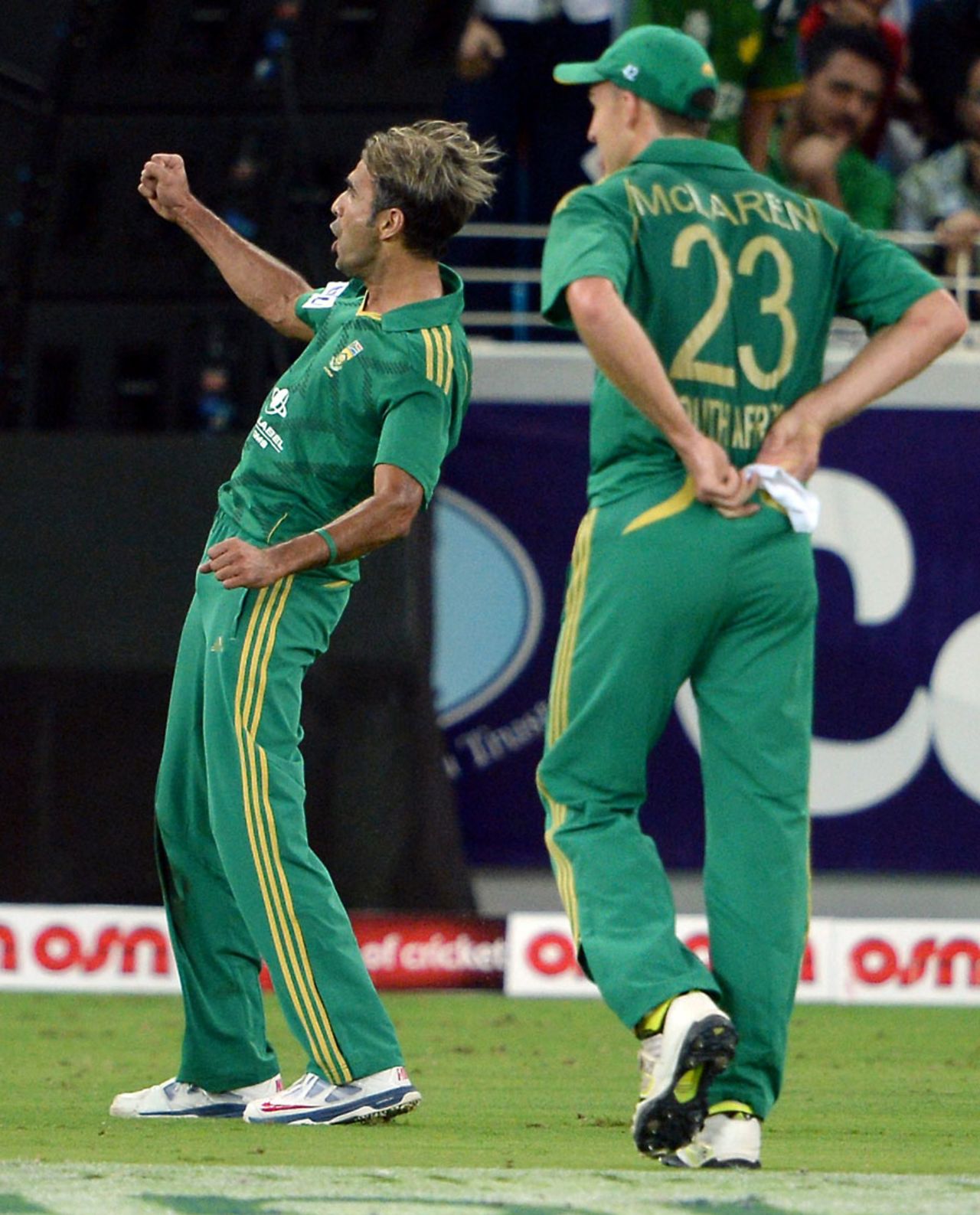 Imran Tahir rejoices after taking a wicket, Pakistan v South Africa, 2nd T20I, Dubai, November 15, 2013