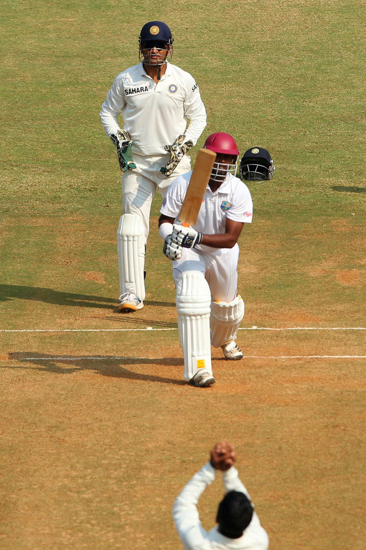 Narsingh Deonarine was caught by Pragyan Ojha off his own bowling, India v West Indies, 2nd Test, Mumbai, 3rd day, November 16, 2013