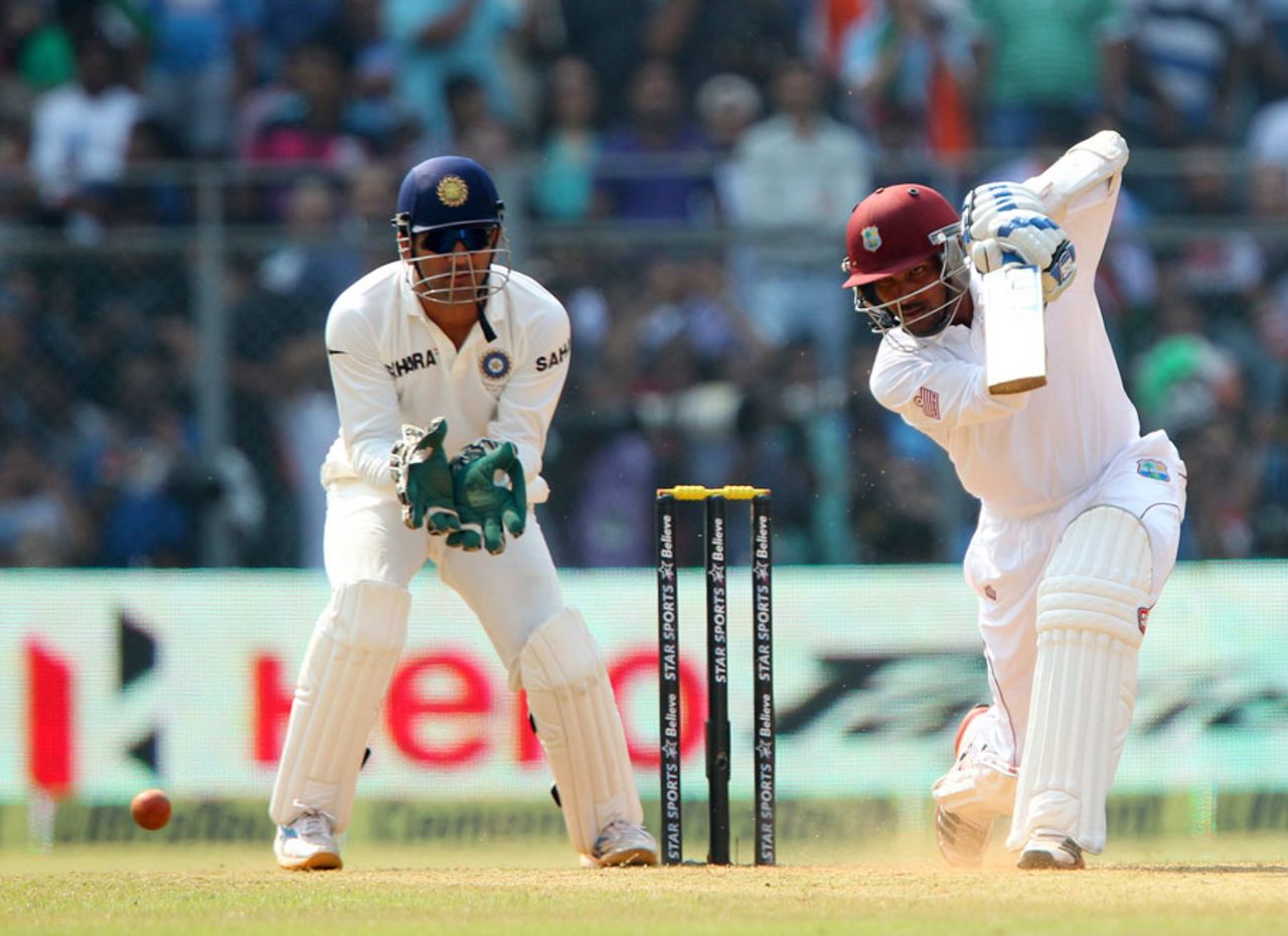Denesh Ramdin remained unbeaten on 53, India v West Indies, 2nd Test, Mumbai, 3rd day, November 16, 2013
