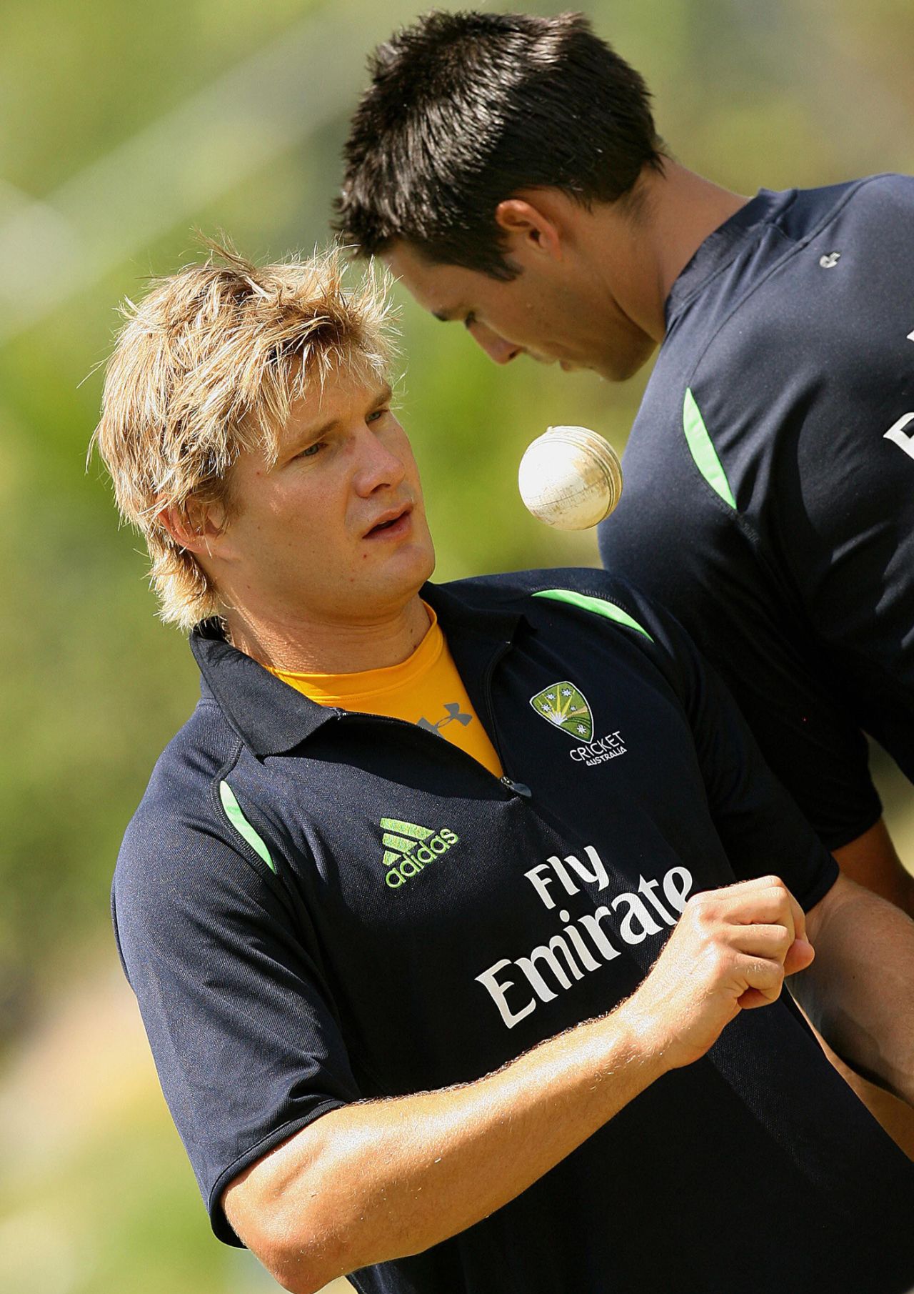 Shane Watson and Mitchell Johnson bowl in the nets, Grenada, 2007 World Cup, April 18, 2007