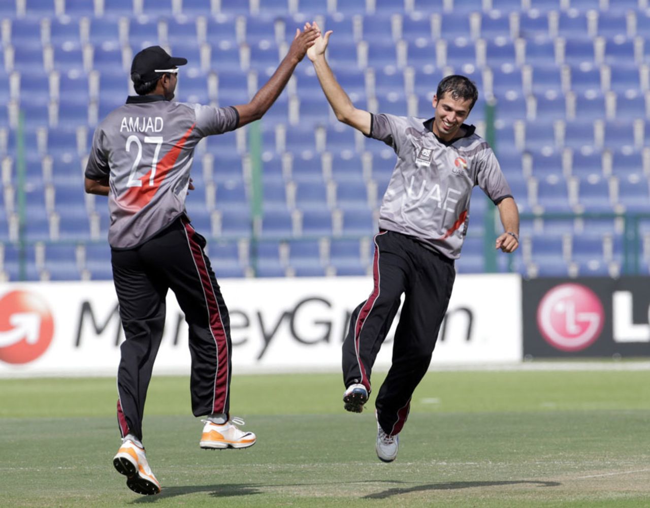 Rohan Mustafa celebrates a wicket, UAE v Namibia, ICC World Twenty20 Qualifier, Group A, Abu Dhabi, November 16, 2013