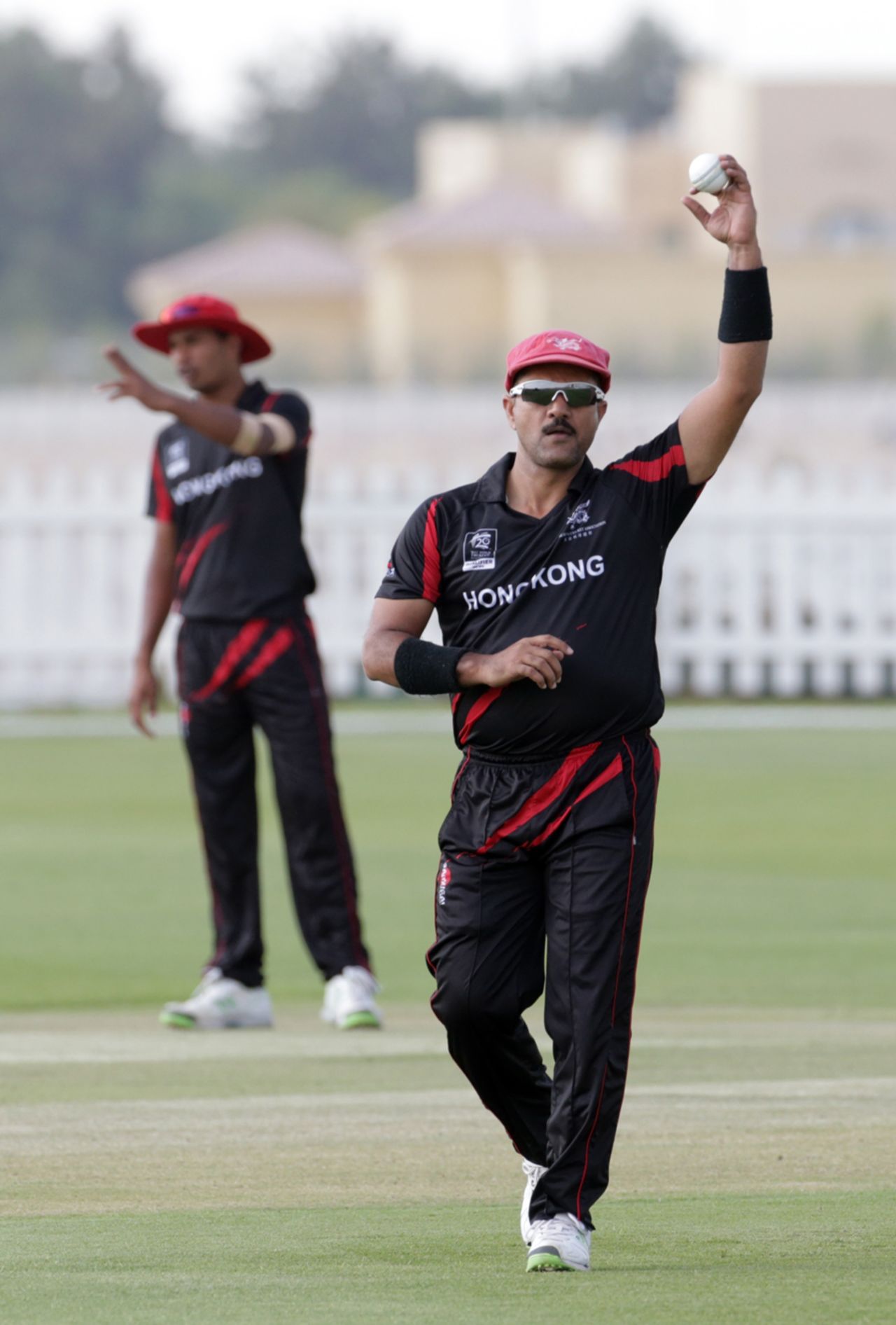 Moner Ahmed of Hong Kong warms up in the match between Uganda and Hong Kong at the ICC World Twenty20 Qualifiers at the Zayed Cricket Stadium on November 16, 2013 in Abu Dhabi, United Arab Emirates. (Photo by Graham Crouch-IDI/IDI via Getty Images)