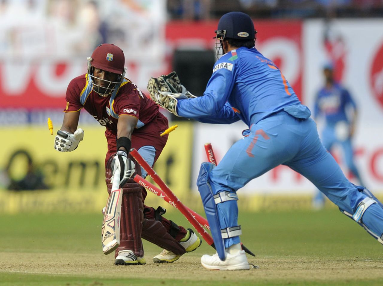 Dwayne Bravo was stumped for 24, India v West Indies, 1st ODI, Kochi, November 21, 2013