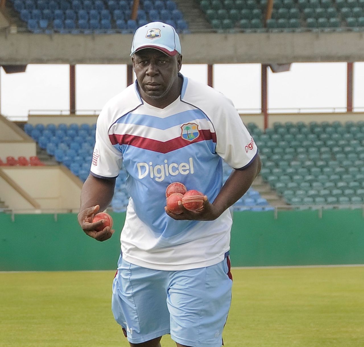 Junior Bennett, the West Indies A team coach, at a training session, October 2013
