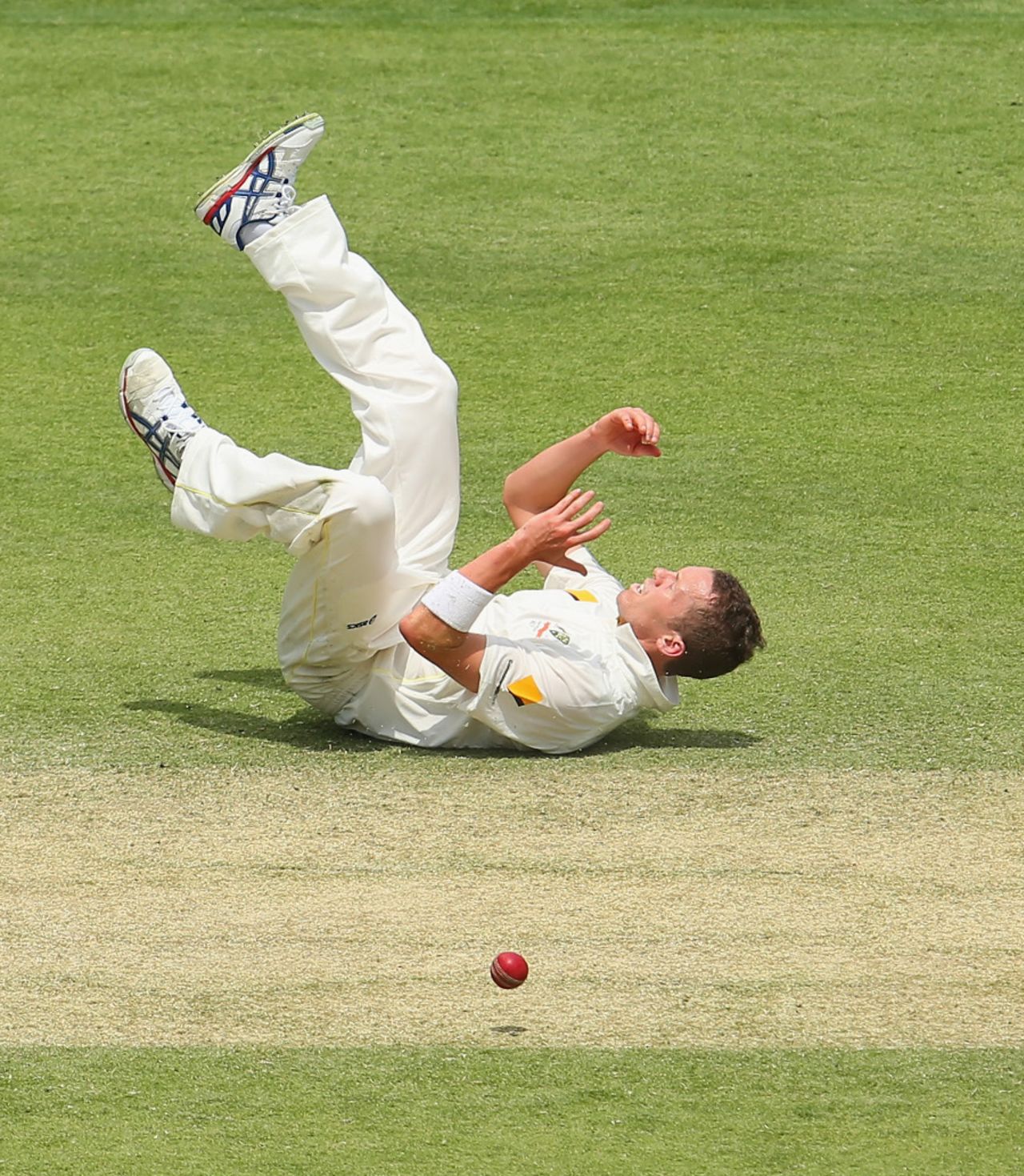 Peter Siddle spilled a return catch off Kevin Pietersen, Australia v England, 1st Test, Brisbane, 2nd day, November 22, 2013