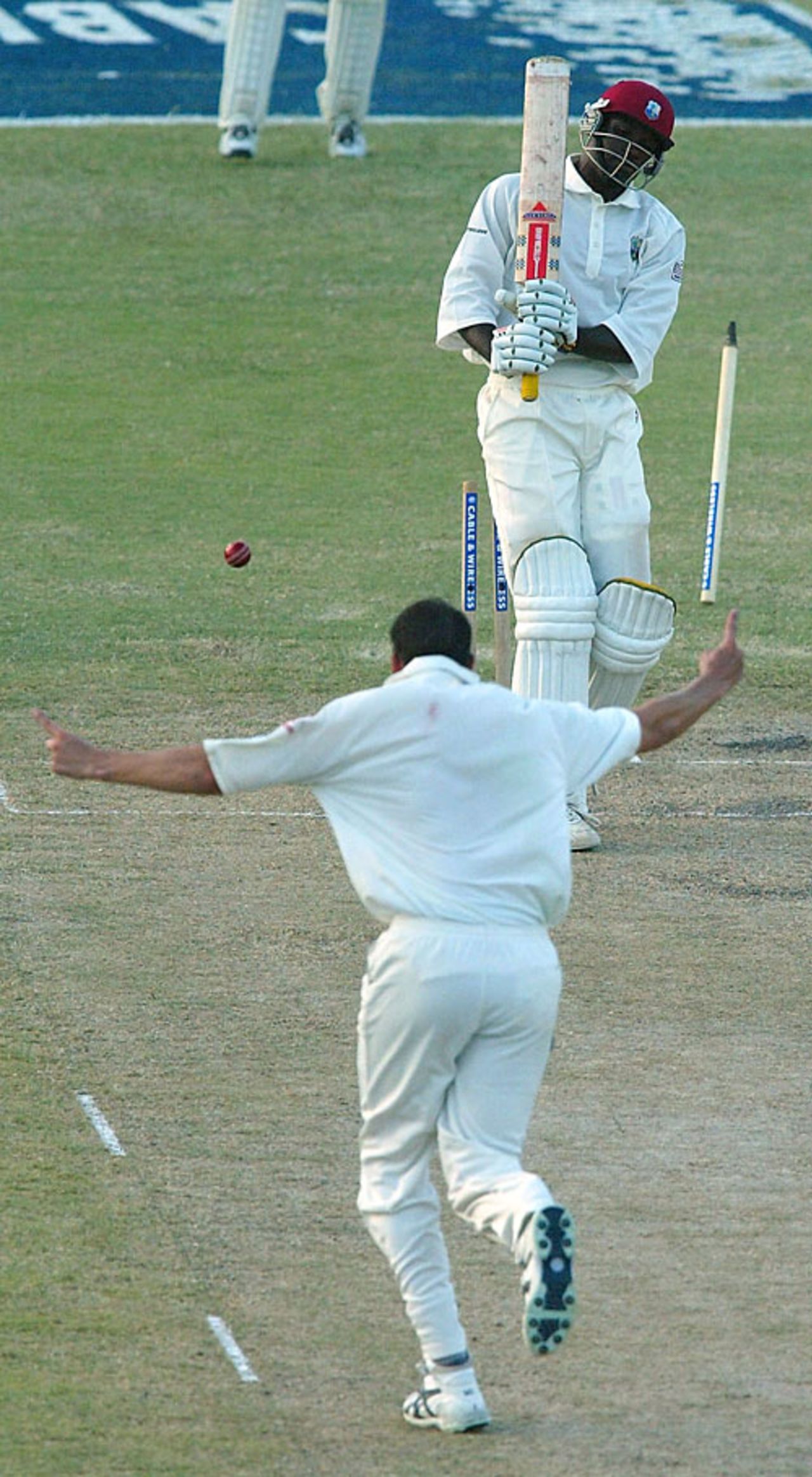Three card trick - Steve Harmison cleans up Chris Gayle, West Indies v England, 3rd Test, Barbados, April 2, 2004