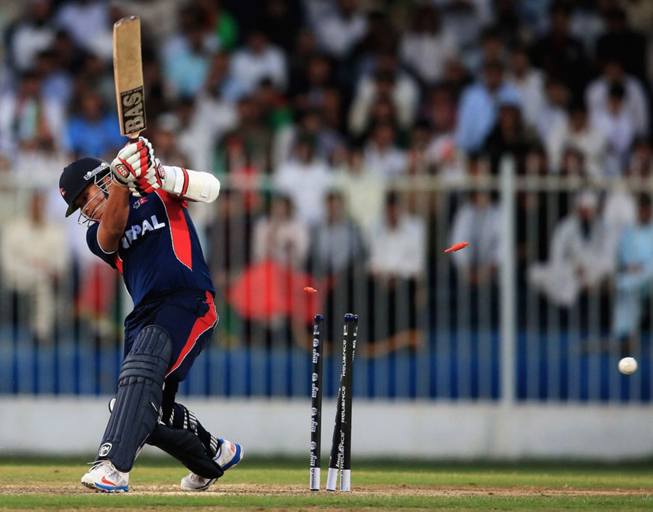 Opener Sagar Pun hit two sixes before he was bowled for 22, Afghanistan v Nepal, ICC World Twenty20 Qualifier, Group B, Sharjah, November 22, 2013