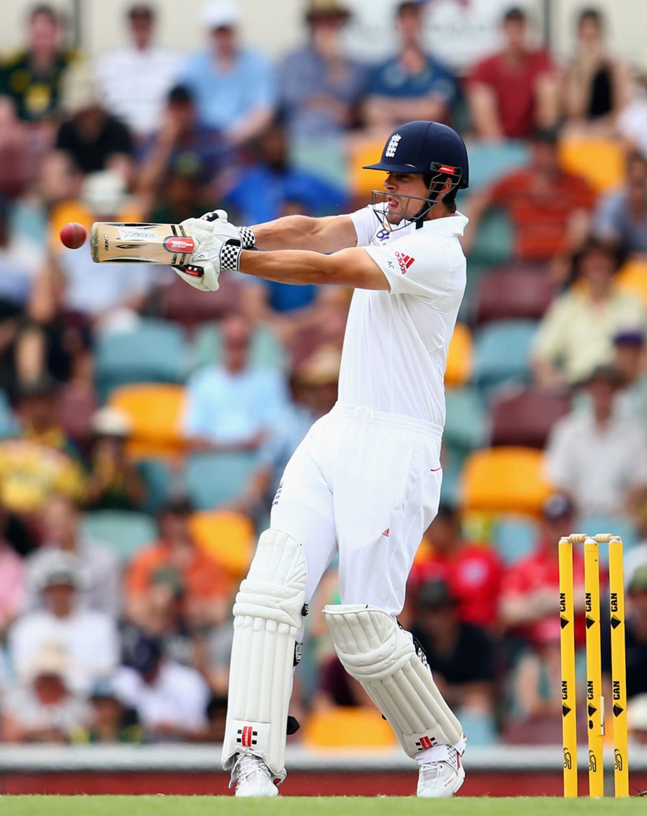 Alastair Cook pulls on his way to fifty, Australia v England, 1st Test, Brisbane, 4th day, November 24, 2013