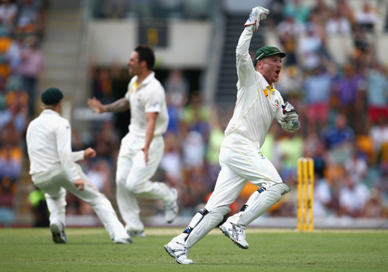 Brad Haddin claimed another catch off Mitchell Johnson's bowling, Australia v England, 1st Test, Brisbane, 4th day, November 24, 2013