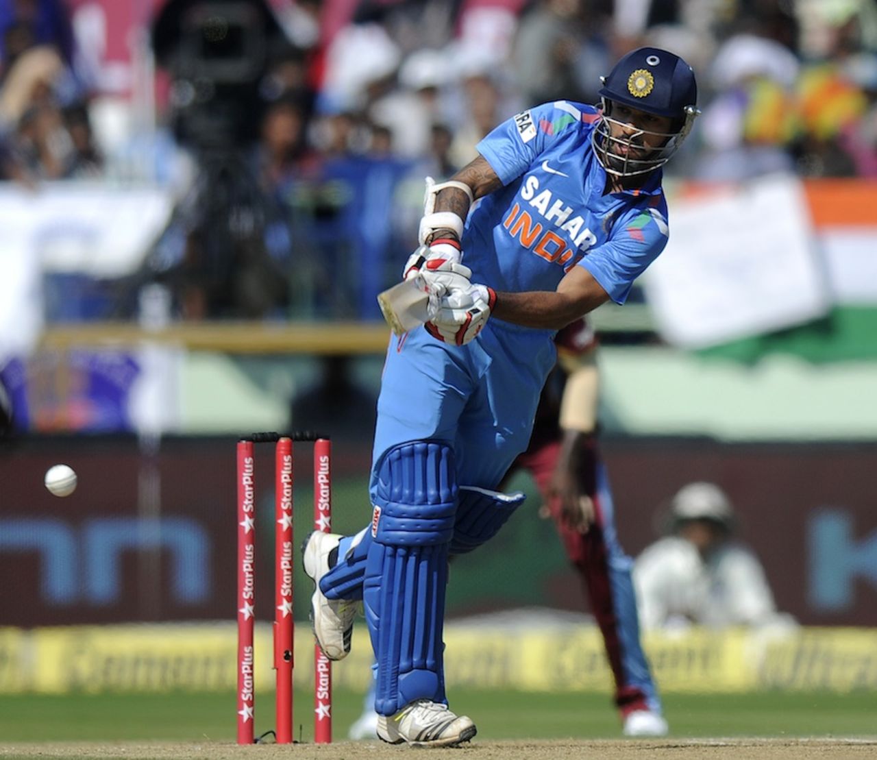 Shikhar Dhawan plays through the leg side, India v West Indies, 2nd ODI, Visakhapatnam, November 24, 2013