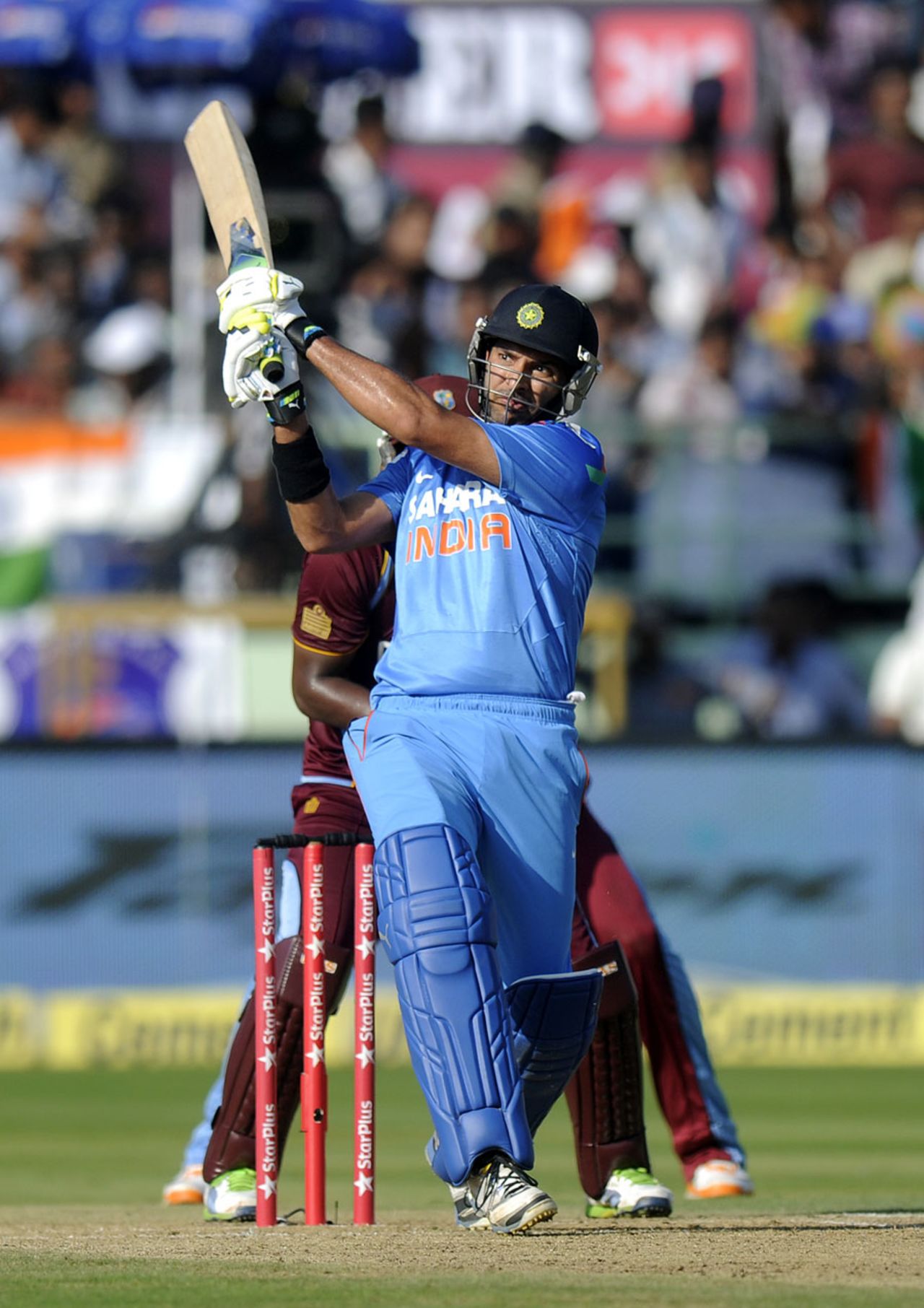 Yuvraj Singh plays a pull, India v West Indies, 2nd ODI, Visakhapatnam, November 24, 2013