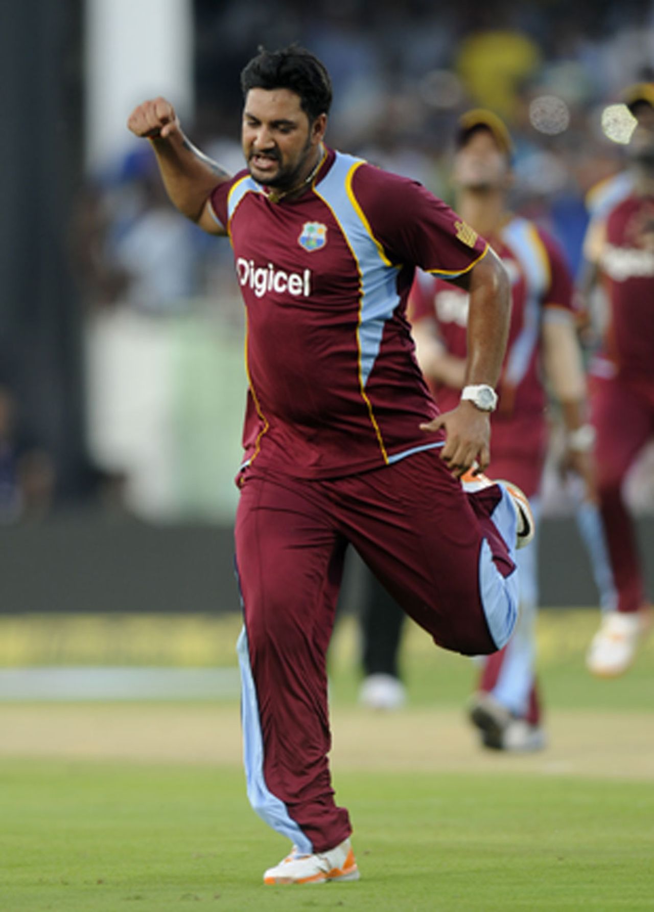 Ravi Rampaul is pumped up after a wicket, India v West Indies, 2nd ODI, Visakhapatnam, November 24, 2013