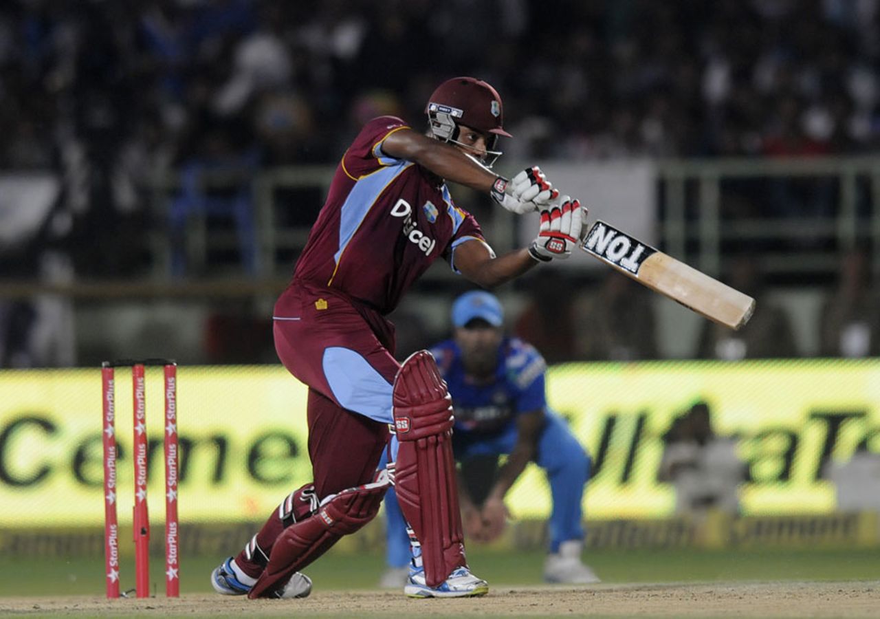 Kieran Powell goes on the attack, India v West Indies, 2nd ODI, Visakhapatnam, November 24, 2013