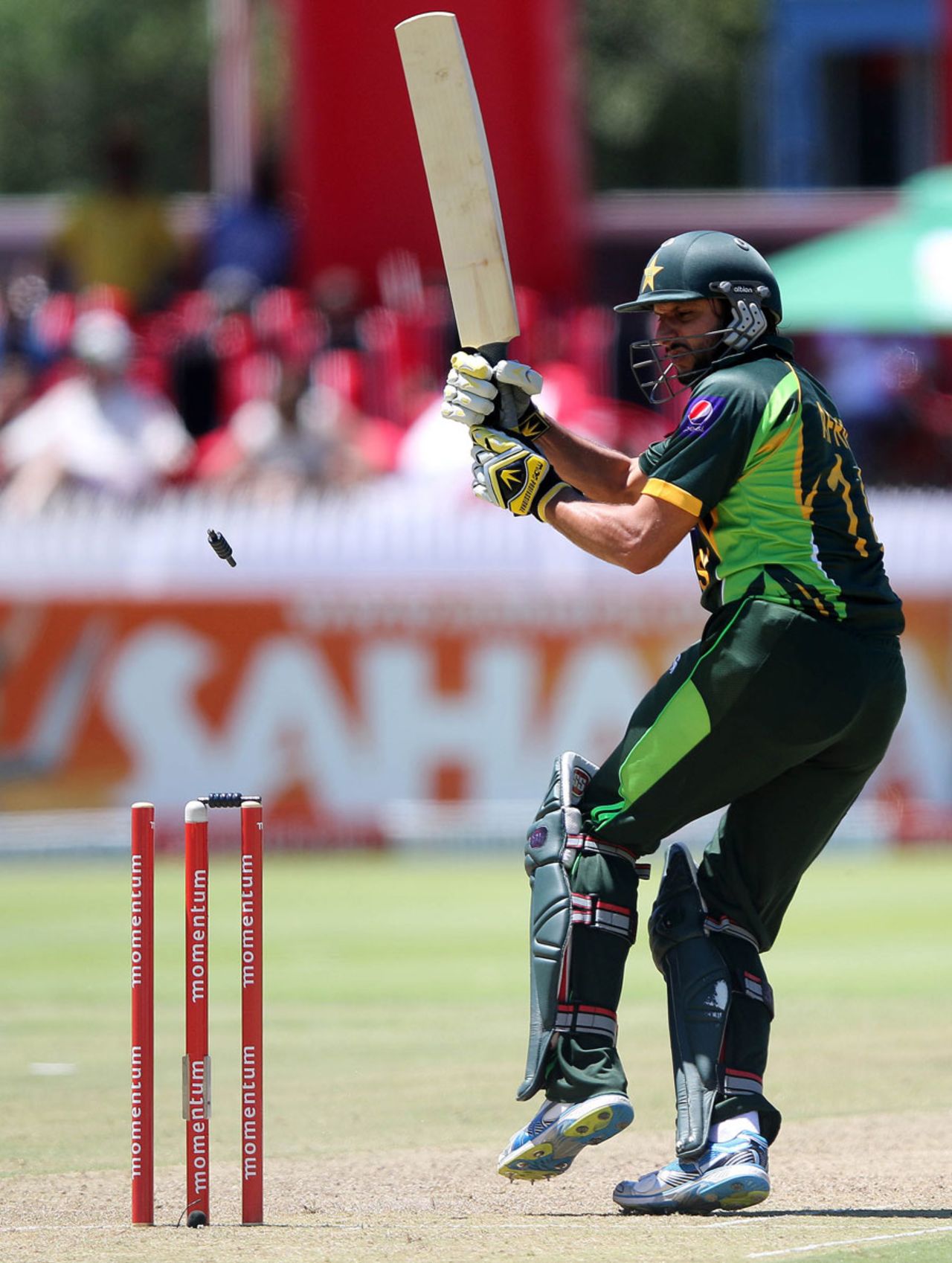 Shahid Afridi was bowled for 26, South Africa v Pakistan, 1st ODI, Cape Town, November 24, 2013