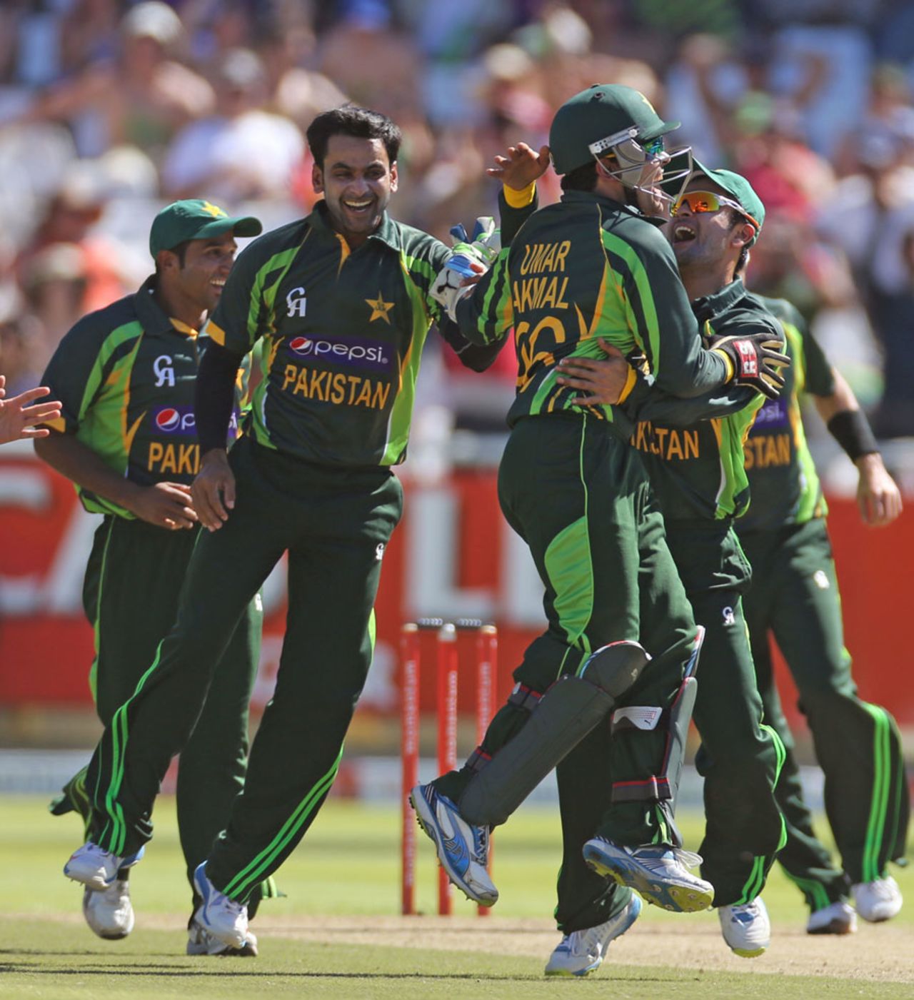 Pakistan celebrate the stumping of Graeme Smith, South Africa v Pakistan, 1st ODI, Cape Town, November 24, 2013