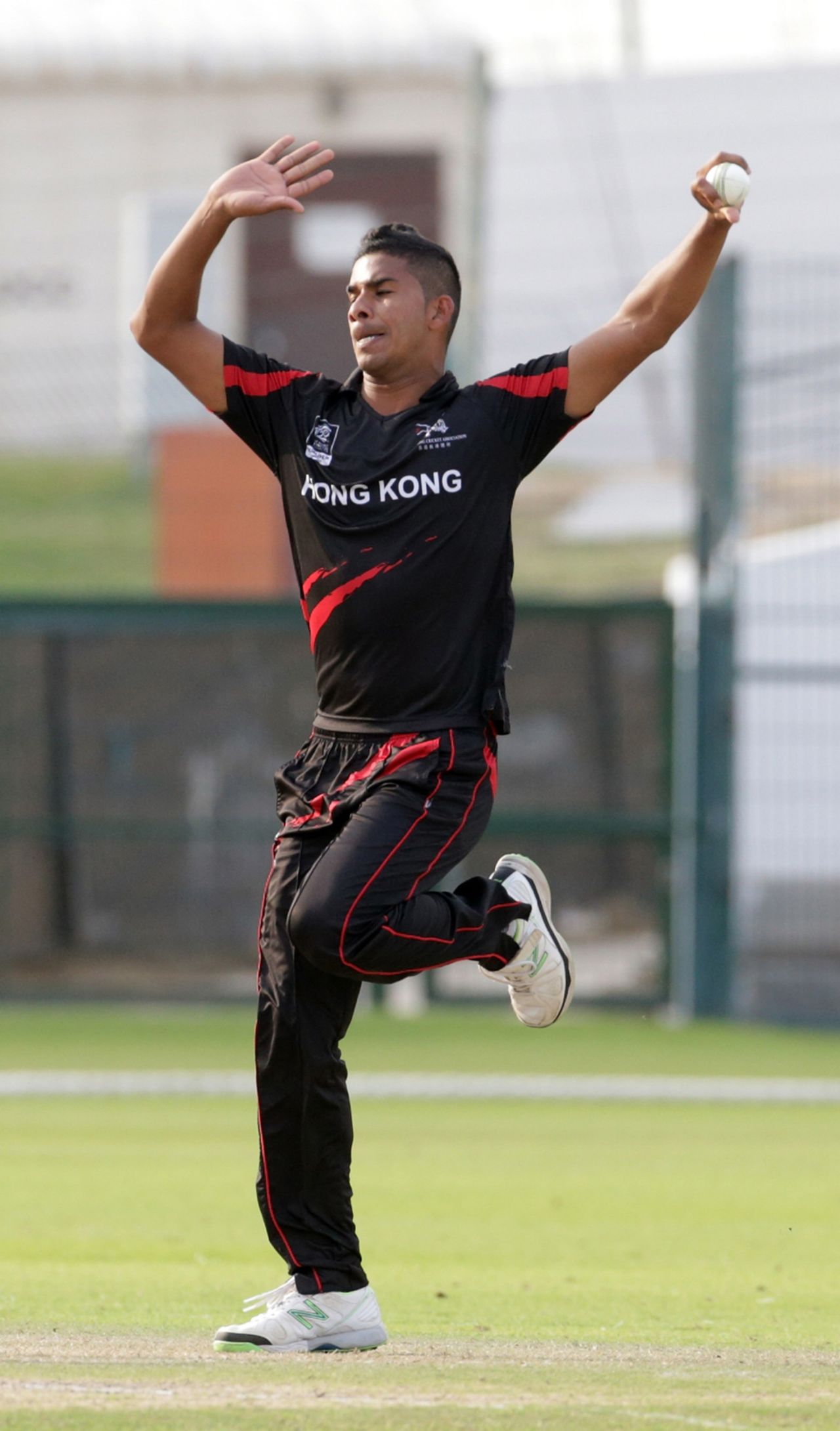 Nadeem Ahmed of Hong Kong comes in to bowl during ICC World Twenty20 Qualifier between Ireland and Hong Kong at the Zayed Cricket Stadium on November 24, 2013 in Abu Dhabi, United Arab Emirates. (Photo by Graham Crouch-IDI/IDI via Getty Images)
