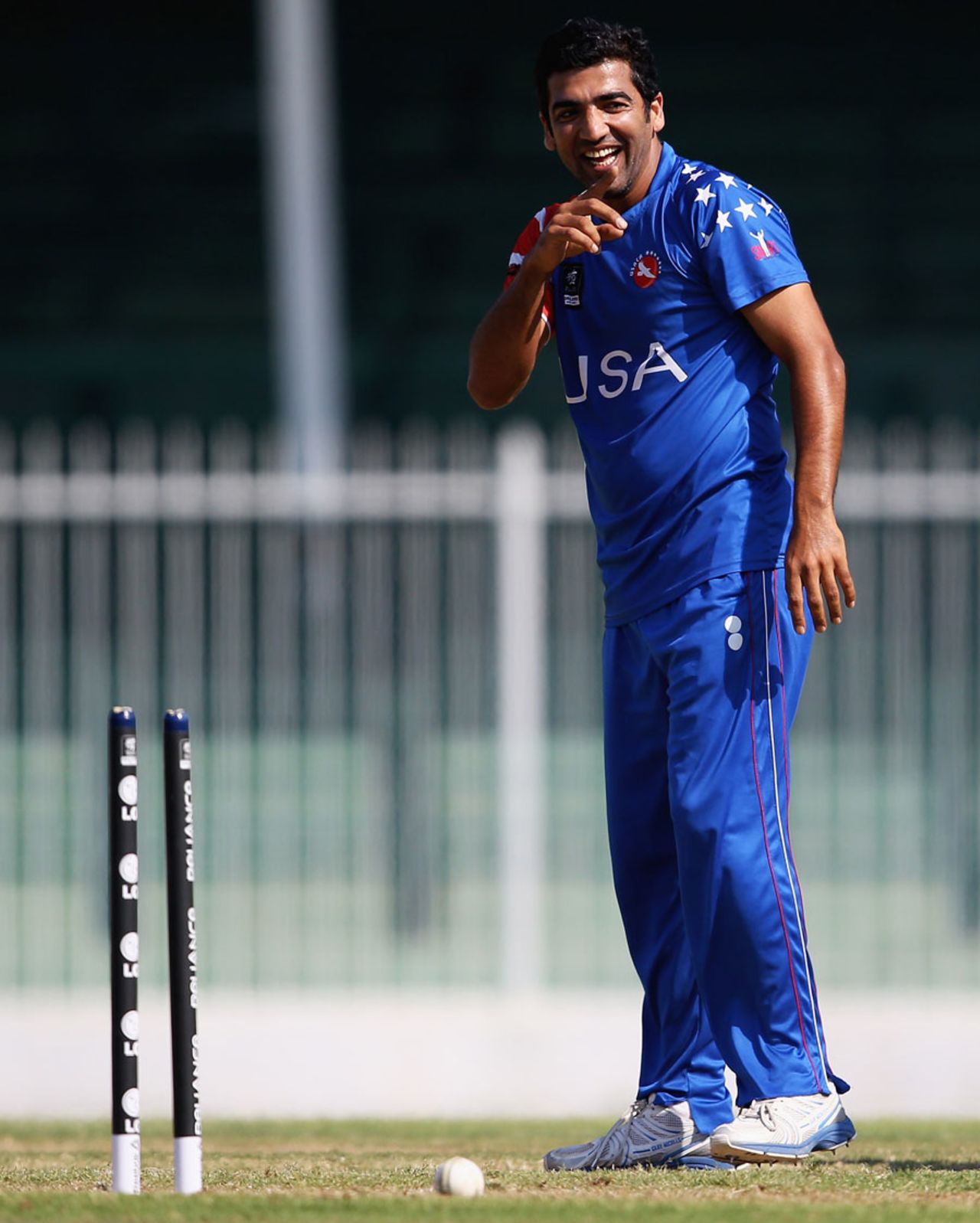 Imran Awan picked up two wickets in the 19th over, United States of America v Denmark, ICC World Twenty20 Qualifier, 15th place play-off, Sharjah, November 26, 2013