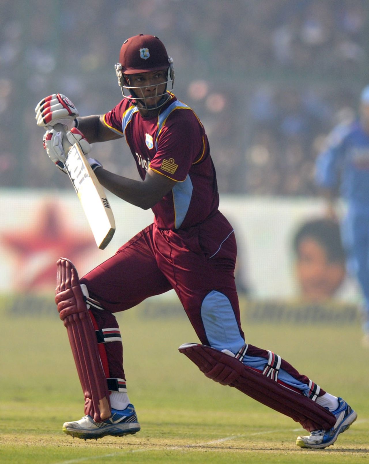 Kieran Powell attacks the off side, India v West Indies, 3rd ODI, Kanpur, November 27, 2013