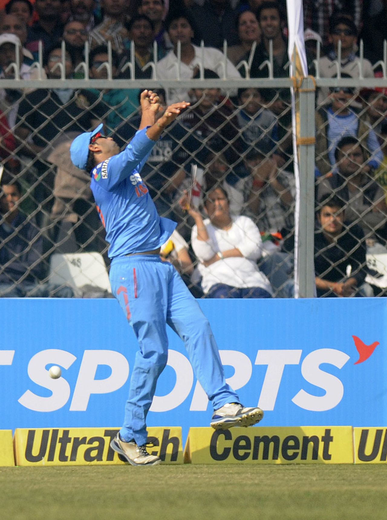 Yuvraj Singh attempts a catch at the boundary, India v West Indies, 3rd ODI, Kanpur, November 27, 2013