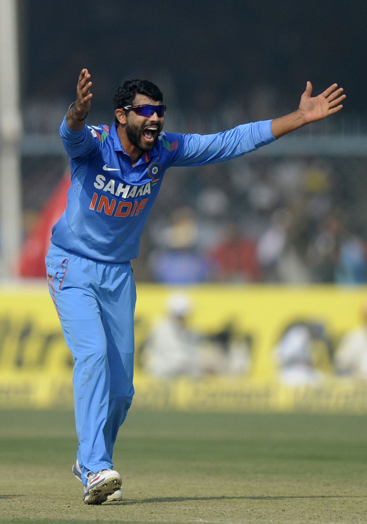 Ravindra Jadeja appeals for a wicket, India v West Indies, 3rd ODI, Kanpur, November 27, 2013