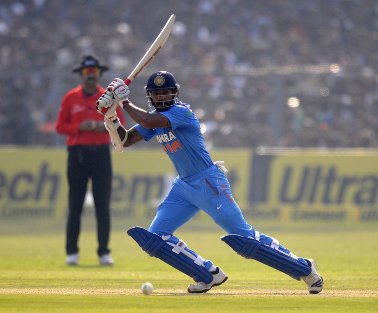 Shikhar Dhawan punches through the off side, India v West Indies, 3rd ODI, Kanpur, November 27, 2013