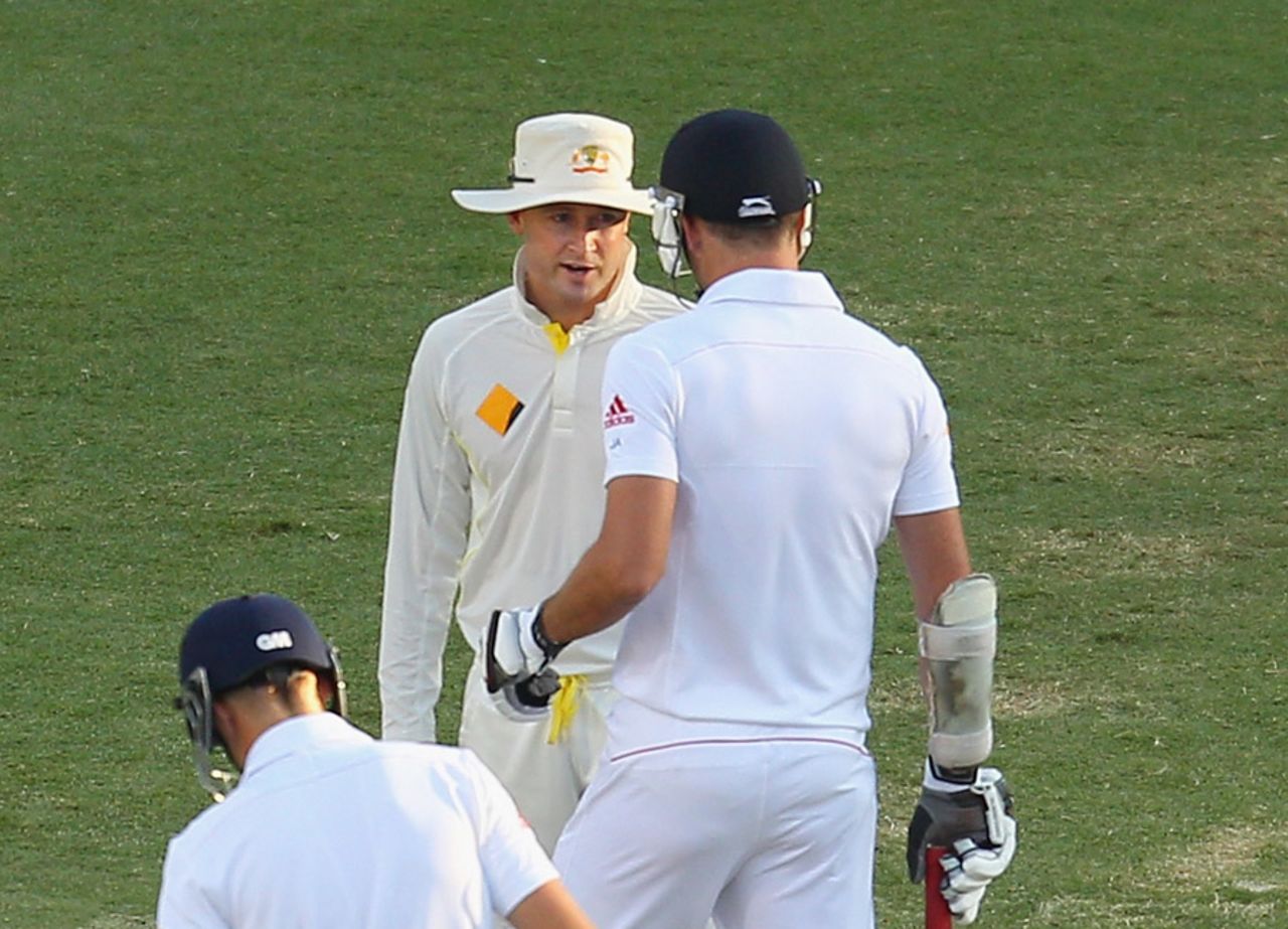 Michael Clarke and James Anderson exchange words, Australia v England, 1st Test, Brisbane, 4th day, November 24, 2013