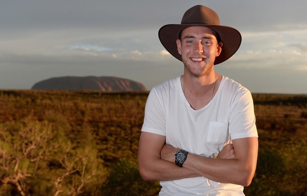 Stuart Broad poses in front of Uluru, Ayers Rock, November 27, 2013