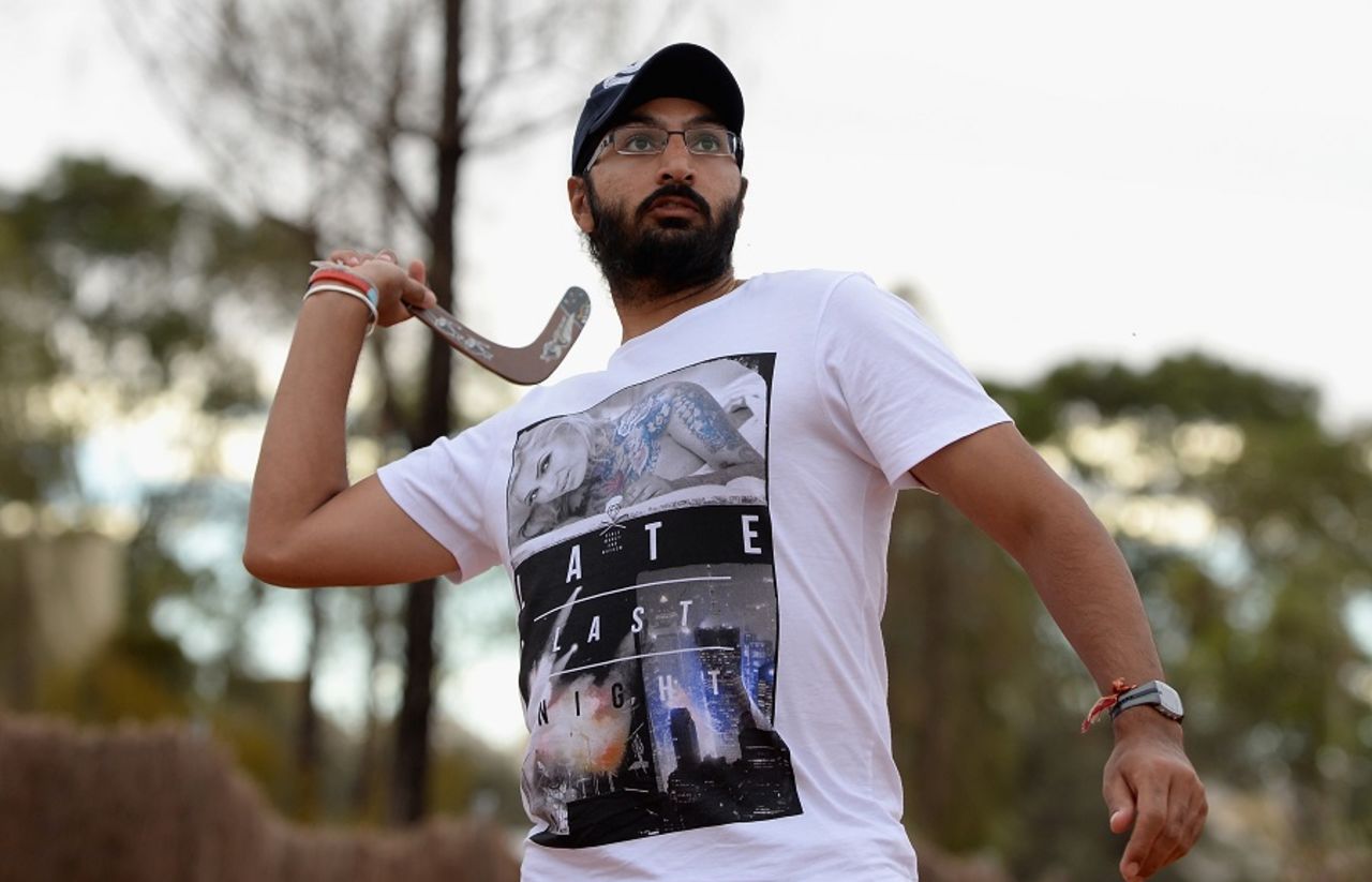 Ready to rebound? Monty Panesar gets to grips with a boomerang, Ayers Rock, November 27, 2013