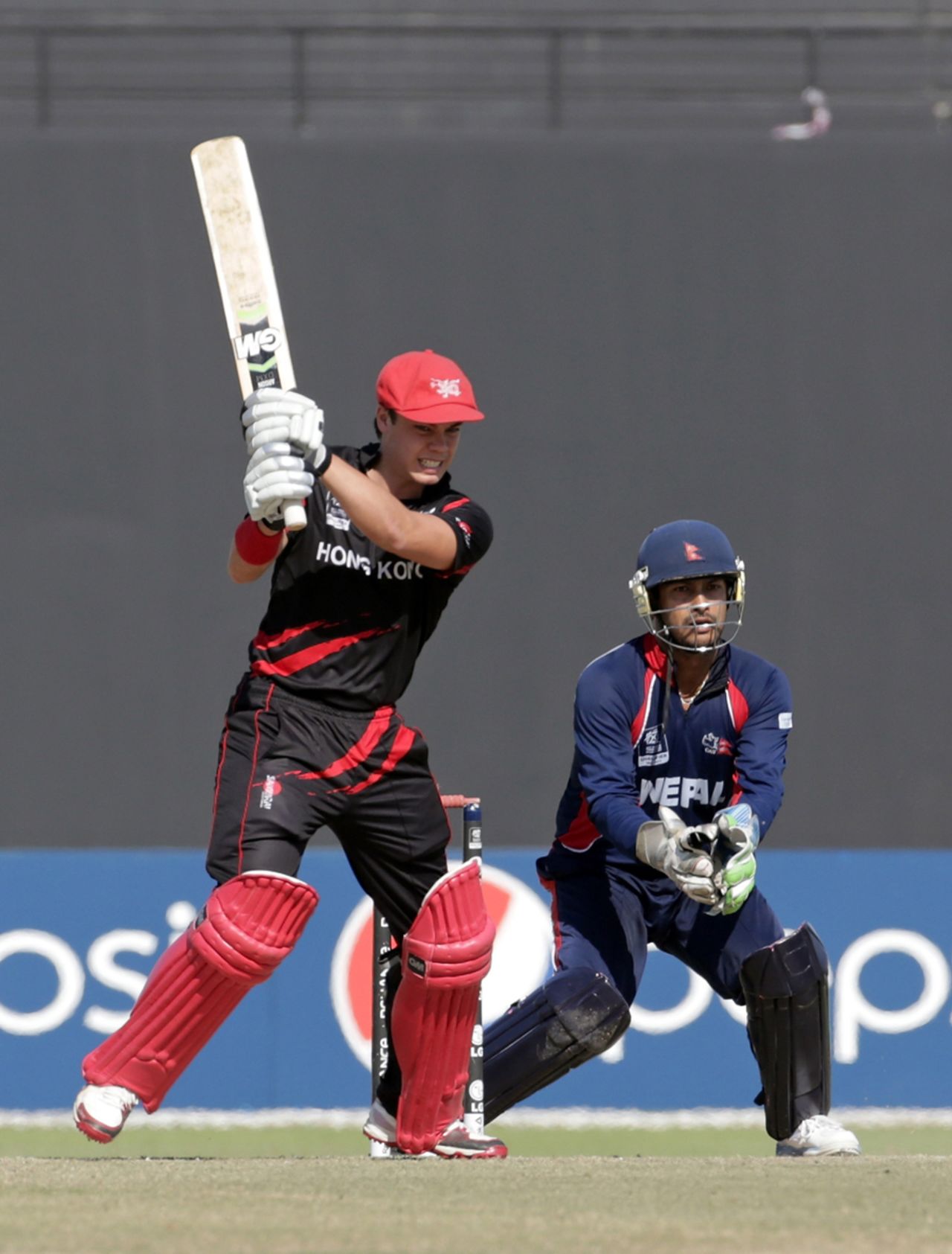 Mark Chapman of Hong Kong batting during the Hong Kong v Nepal Quarter Final match 60 at the ICC World Twenty20 Qualifiers at the Zayed Cricket Stadium on November 27, 2013 in Abu Dhabi, United Arab Emirates. (Photo by Graham Crouch-IDI/IDI via Getty Images)
