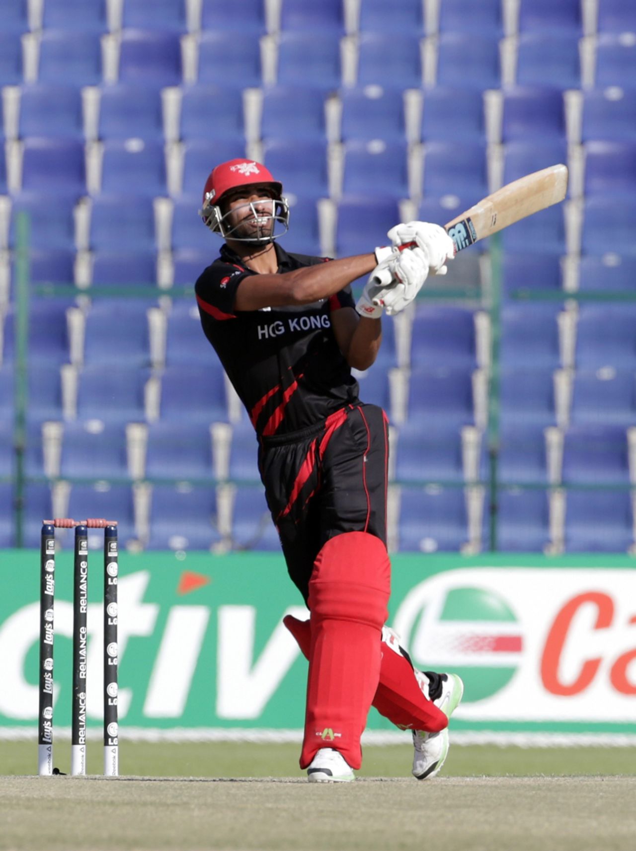 Irfan Ahmed of Hong Kong batting during the Papua New Guinea v Hong Kong Qualifying Play-off match at the ICC World Twenty20 Qualifiers at the Zayed Cricket Stadium on November 28, 2013 in Abu Dhabi, United Arab Emirates. (Photo by Graham Crouch-IDI/IDI via Getty Images)