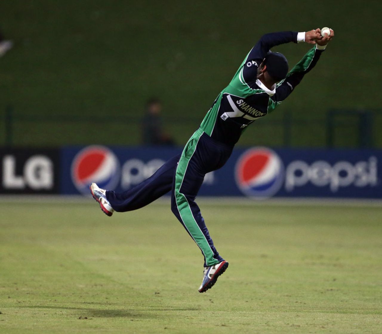 James Shannon takes a diving catch, Ireland v UAE, ICC World T20 Qualifier, 2nd semi-final, Abu Dhabi, November 29, 2013