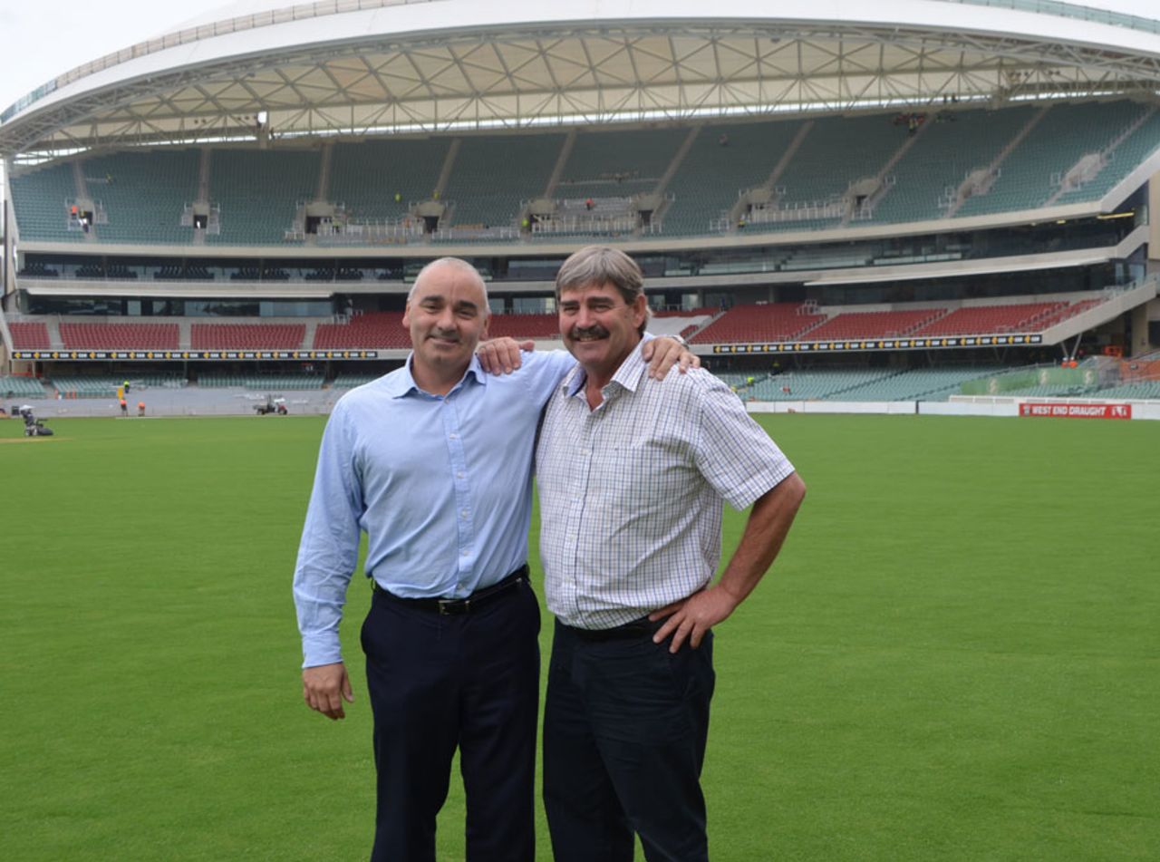 SACA chief Keith Bradshaw with former curator Les Burdett, Adelaide, December 2, 2013