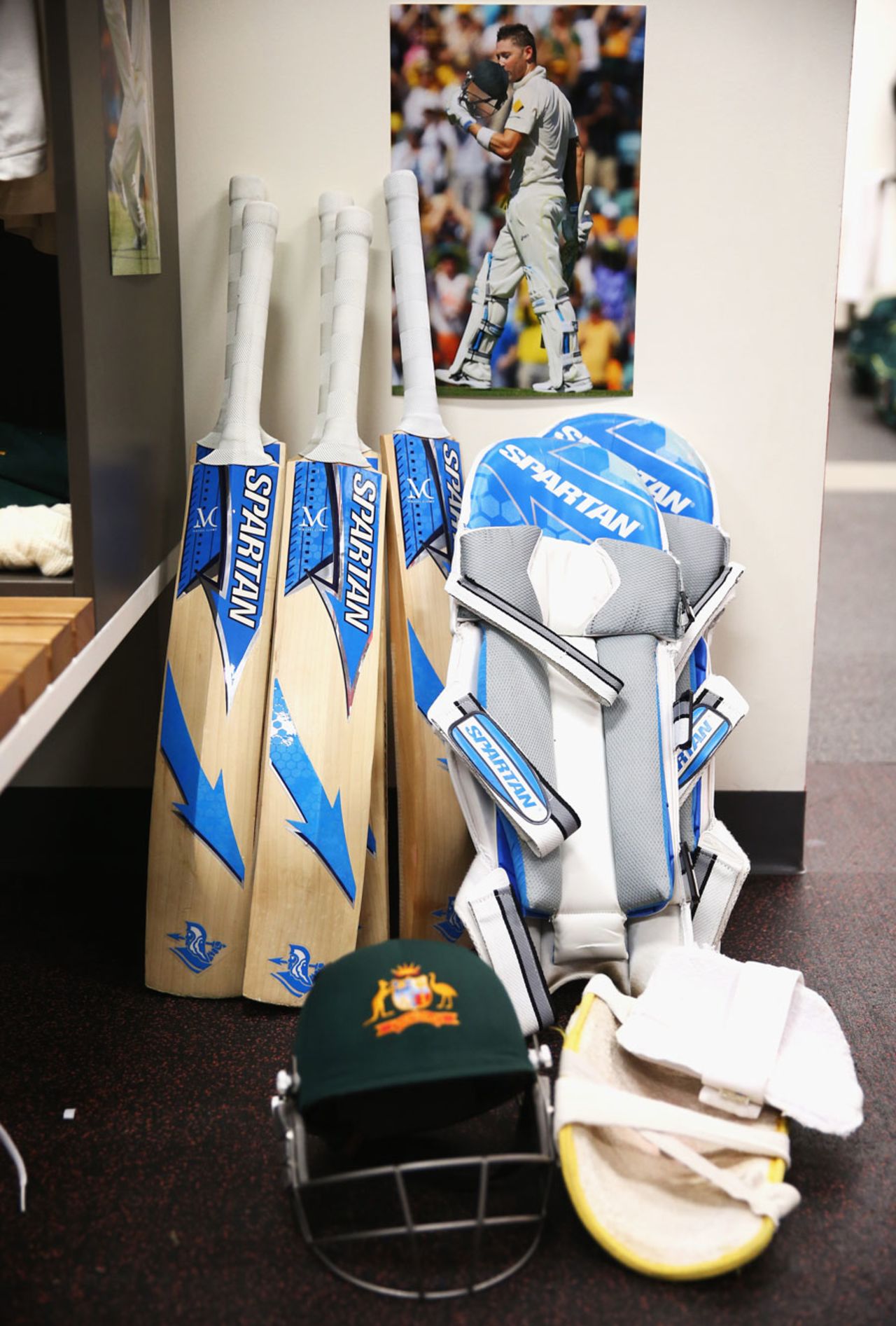 Michael Clarke's kit is laid out in the Australia dressing room, Adelaide, December 4, 2013