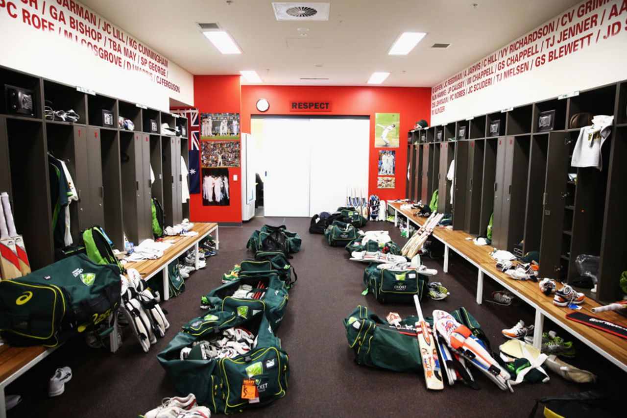 Inside the Australia dressing room at Adelaide Oval, Adelaide, December 4, 2013