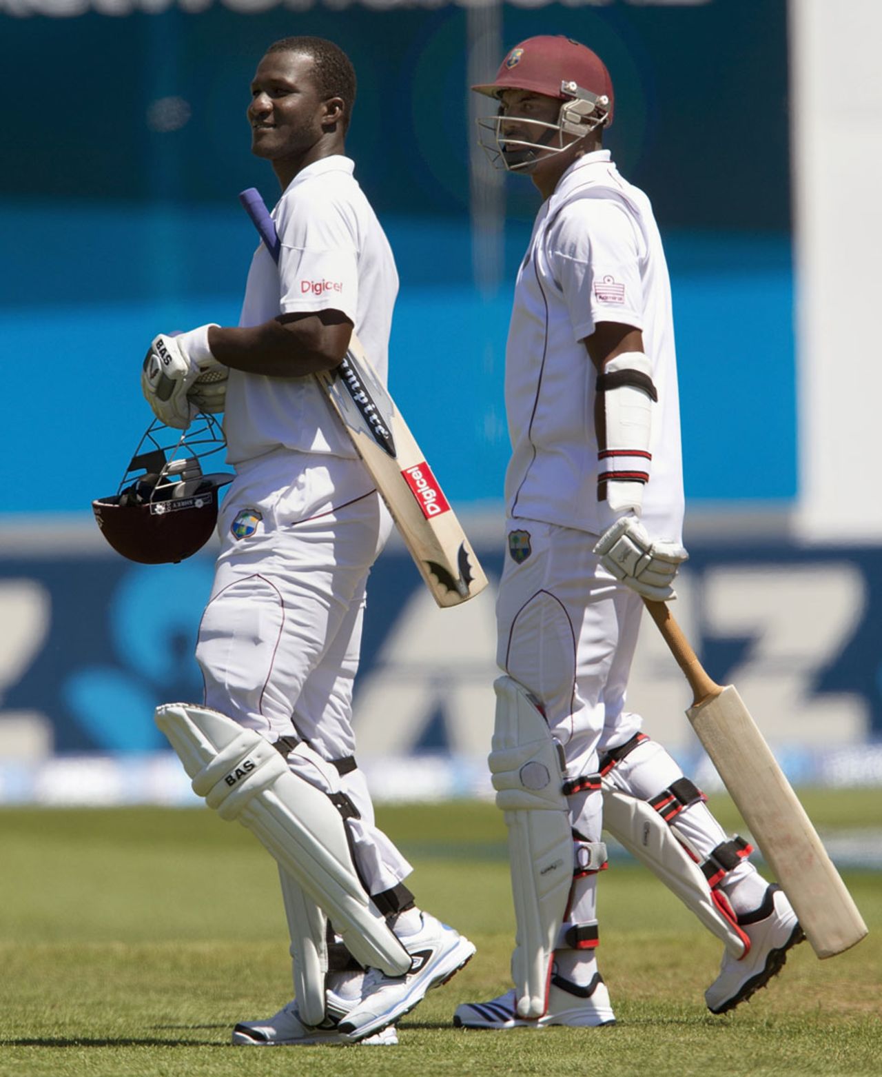 Darren Sammy and Shannon Gabriel walk off at the end of the first innings, New Zealand v West Indies, 1st Test, Dunedin, 3rd day, December 5, 2013