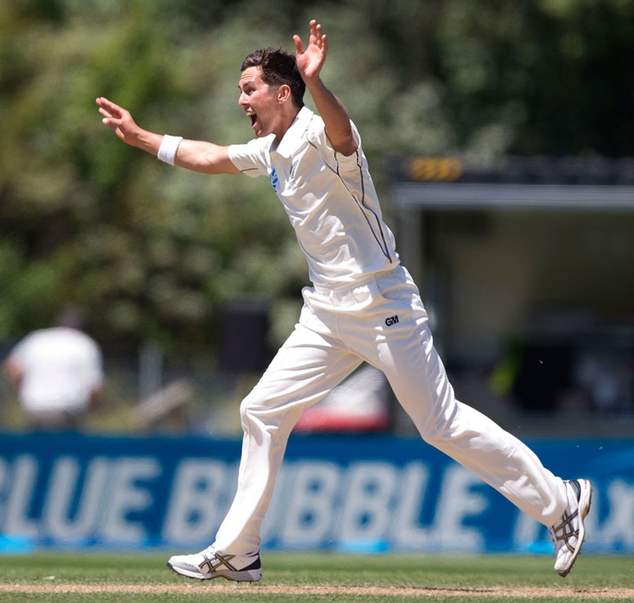 Trent Boult is ecstatic after picking up a wicket, New Zealand v West Indies, 1st Test, Dunedin, 3rd day, December 5, 2013