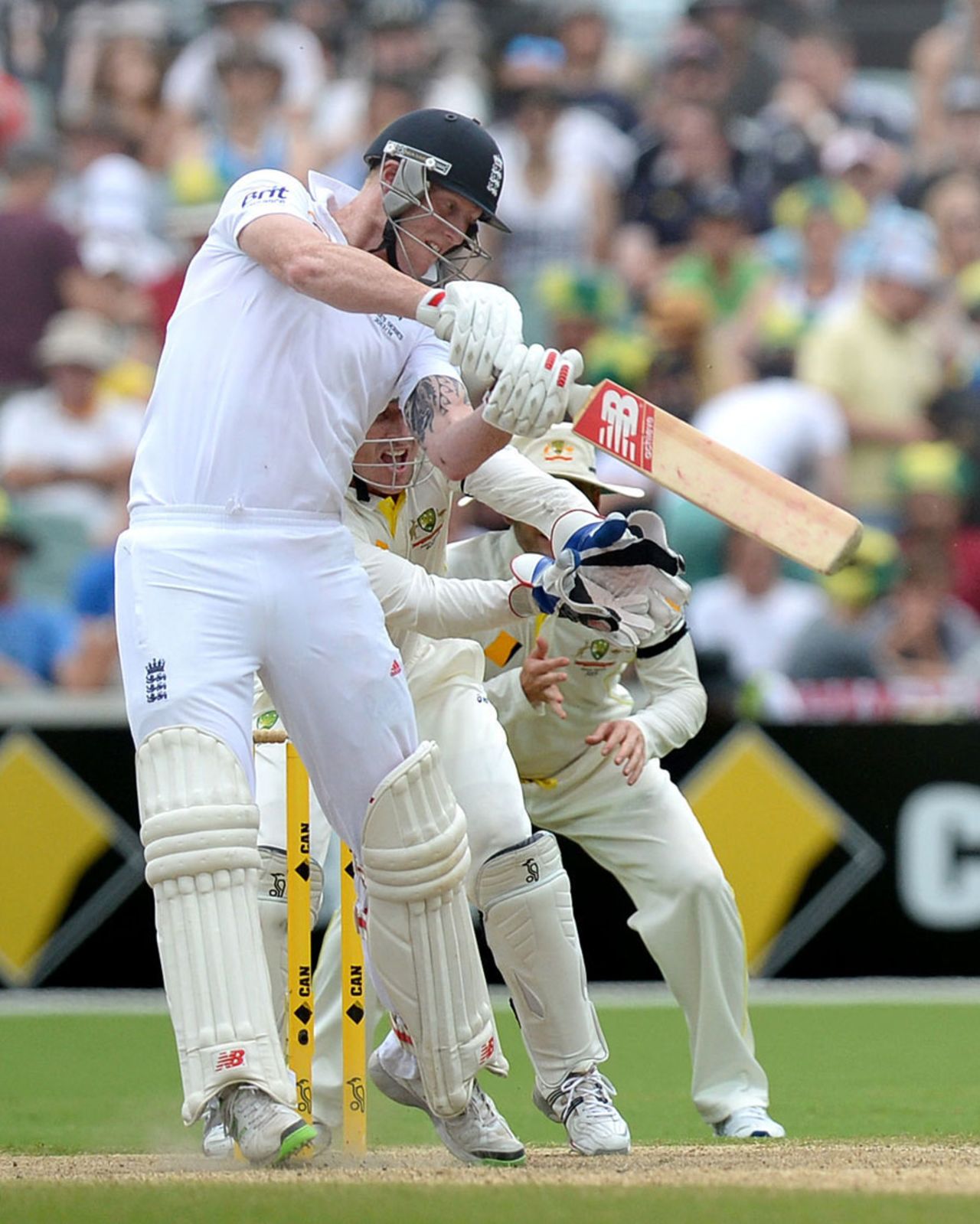 Ben Stokes survived the initial burst to spend some time in the middle, Australia v England, 2nd Test, Adelaide, 4th day, December 8, 2013