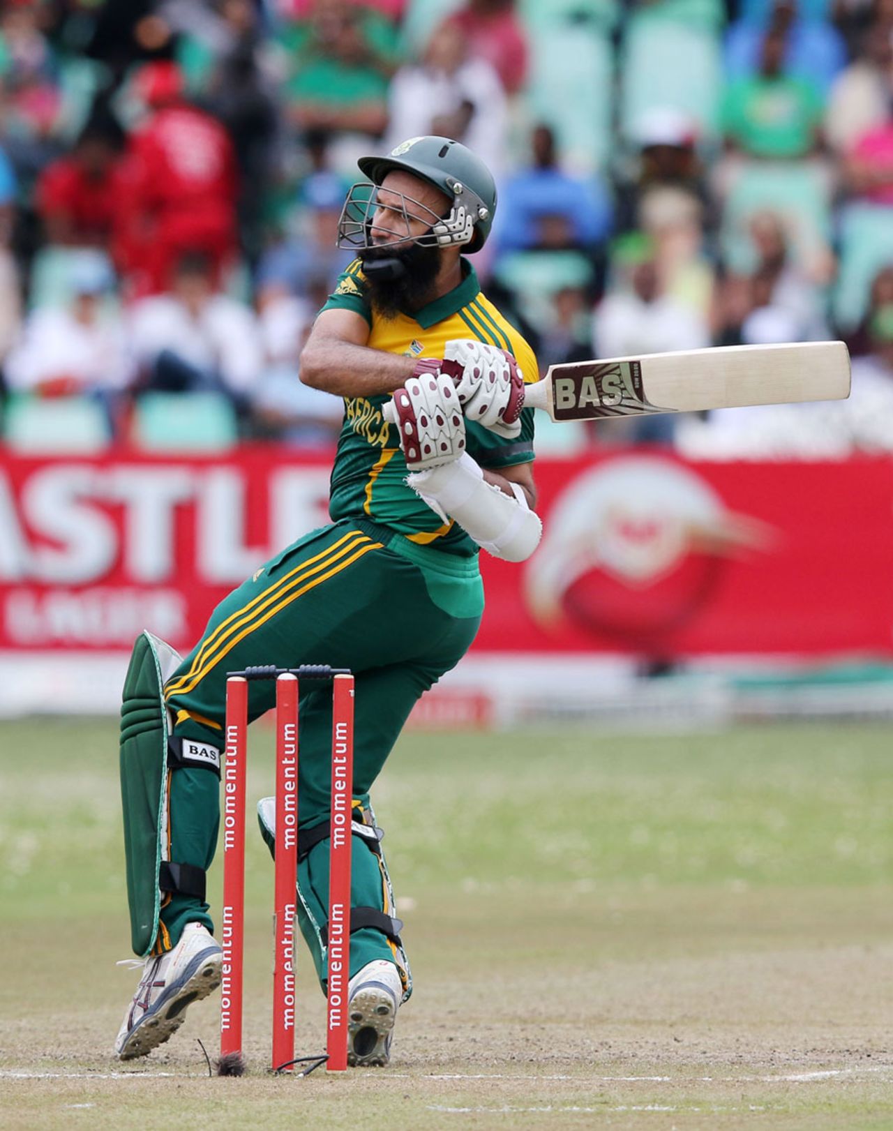 Hashim Amla plays a pull, South Africa v India, 2nd ODI, Durban, December 8, 2013