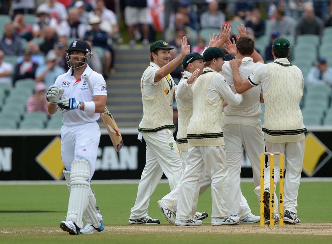 Matt Prior was also caught in the deep hooking, Australia v England, 2nd Test, Adelaide, 5th day, December 9, 2013