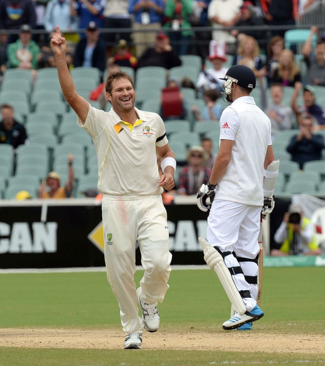 Ryan Harris completed victory with the final wicket of Monty Panesar, Australia v England, 2nd Test, Adelaide, 5th day, December 9, 2013