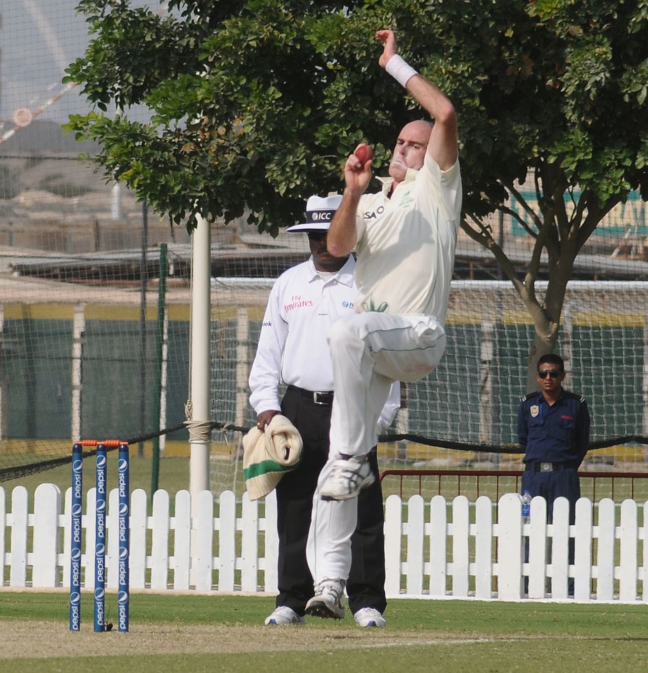 Trent Johnston in his delivery stride, Afghanistan v Ireland, Intercontinental Cup final, Dubai, 2nd day, December 11, 2013