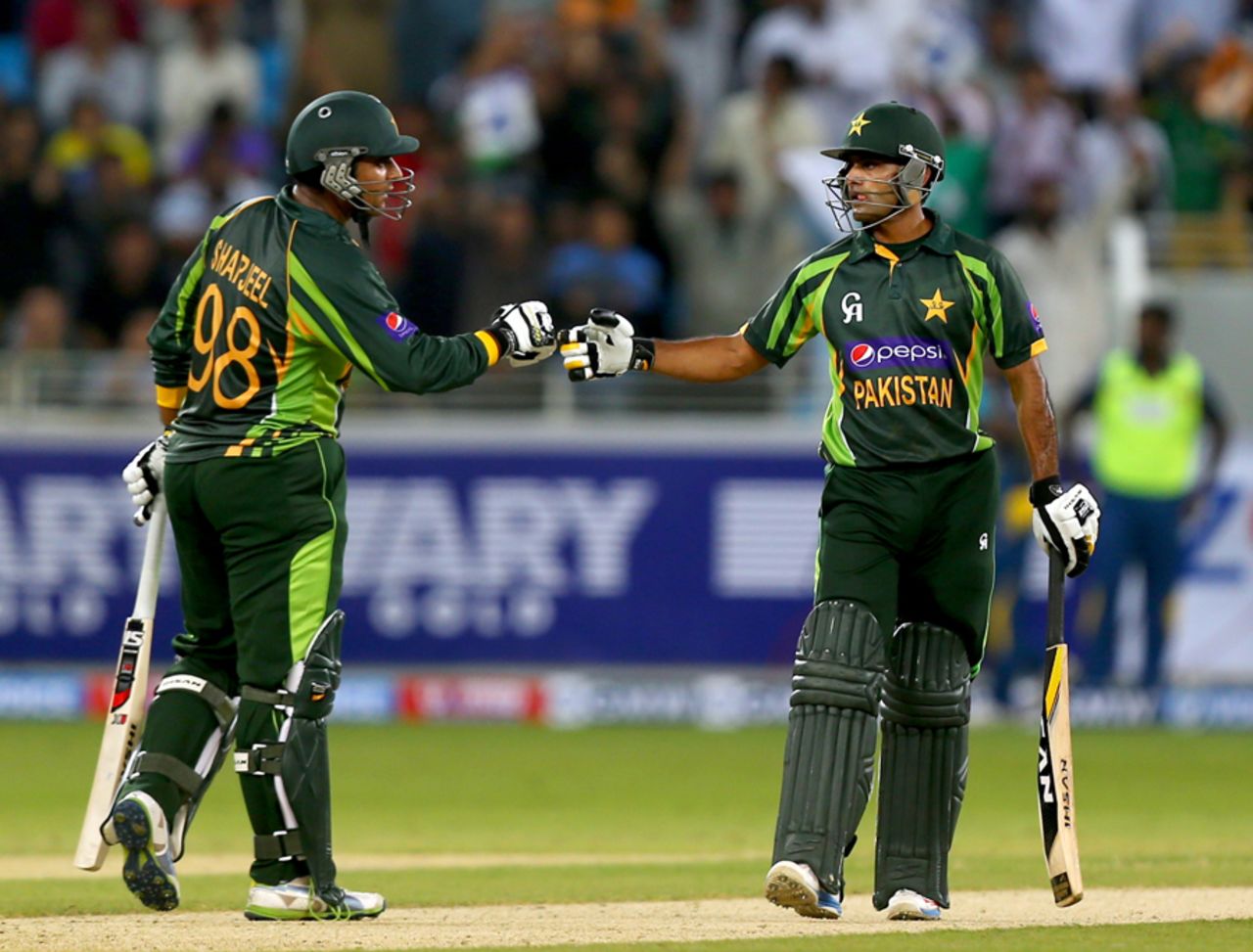 Sharjeel Khan and Mohammad Hafeez added 57 in partnership, Pakistan v Sri Lanka, 1st T20I, Dubai, December 11, 2013