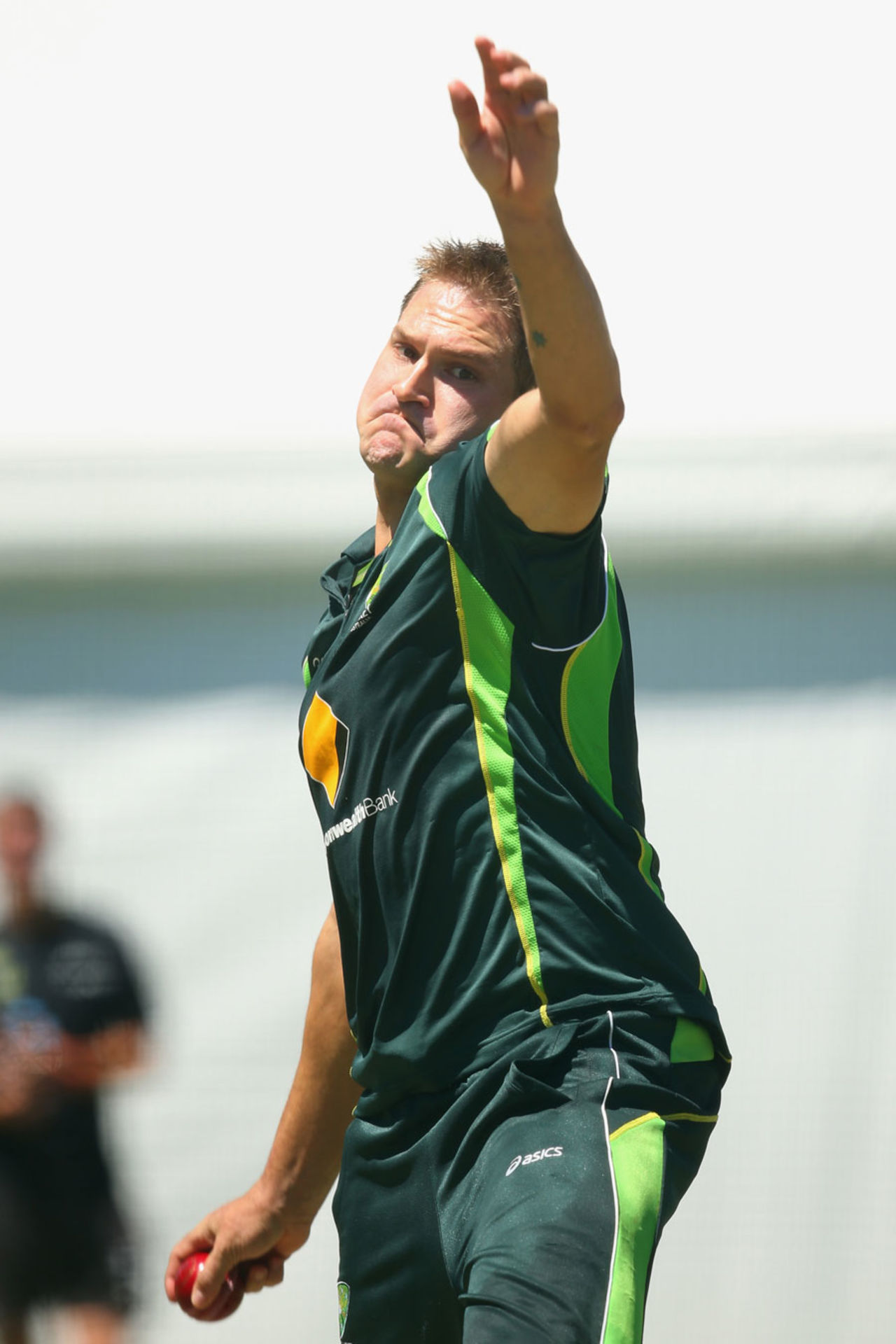 Ryan Harris bowls during a practice session, Australia v England, 3rd Test, Perth, December 12, 2013