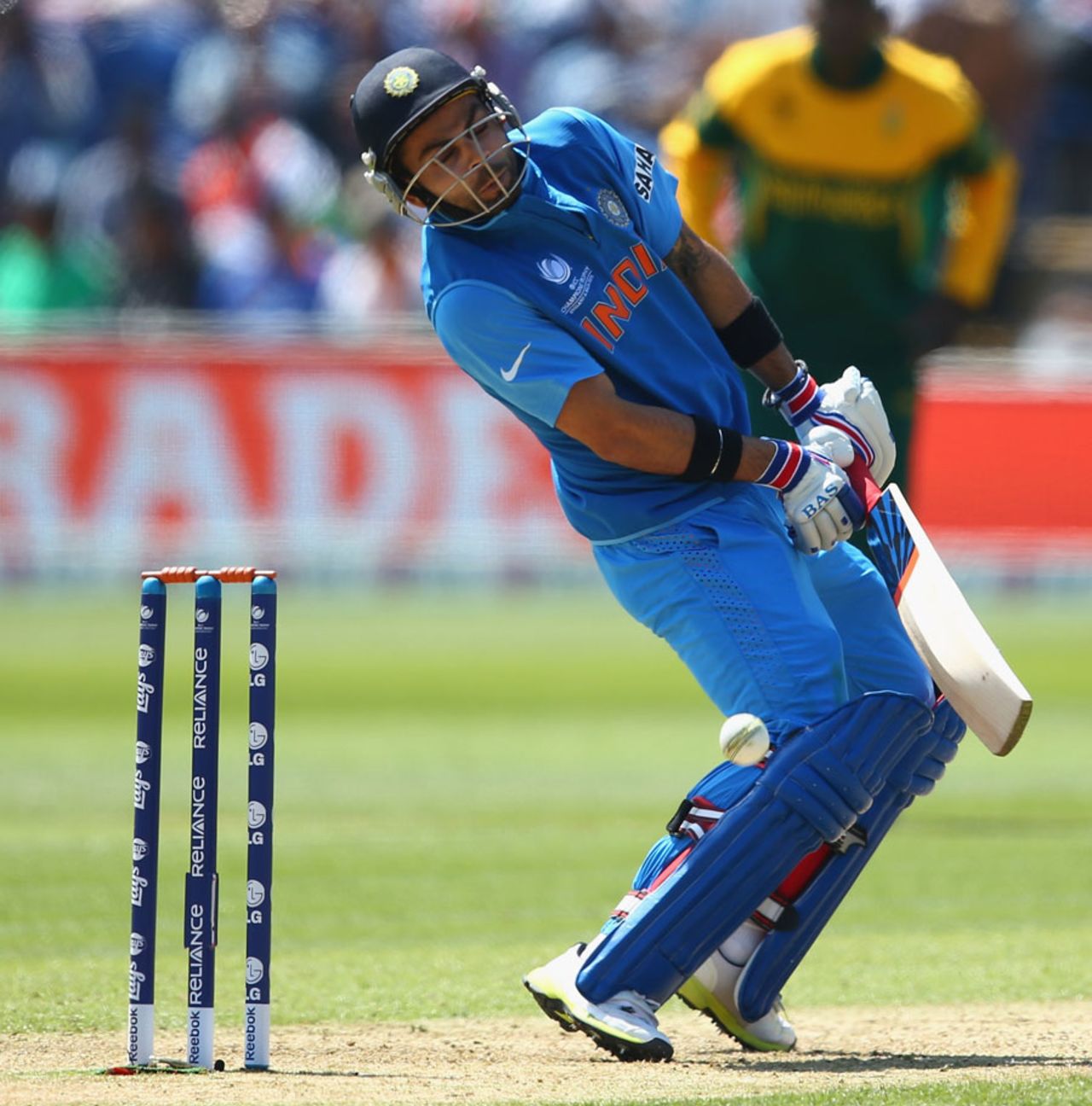 Virat Kohli is hit by a short ball, India v South Africa, Champions Trophy, Group B, Cardiff, June 6, 2013