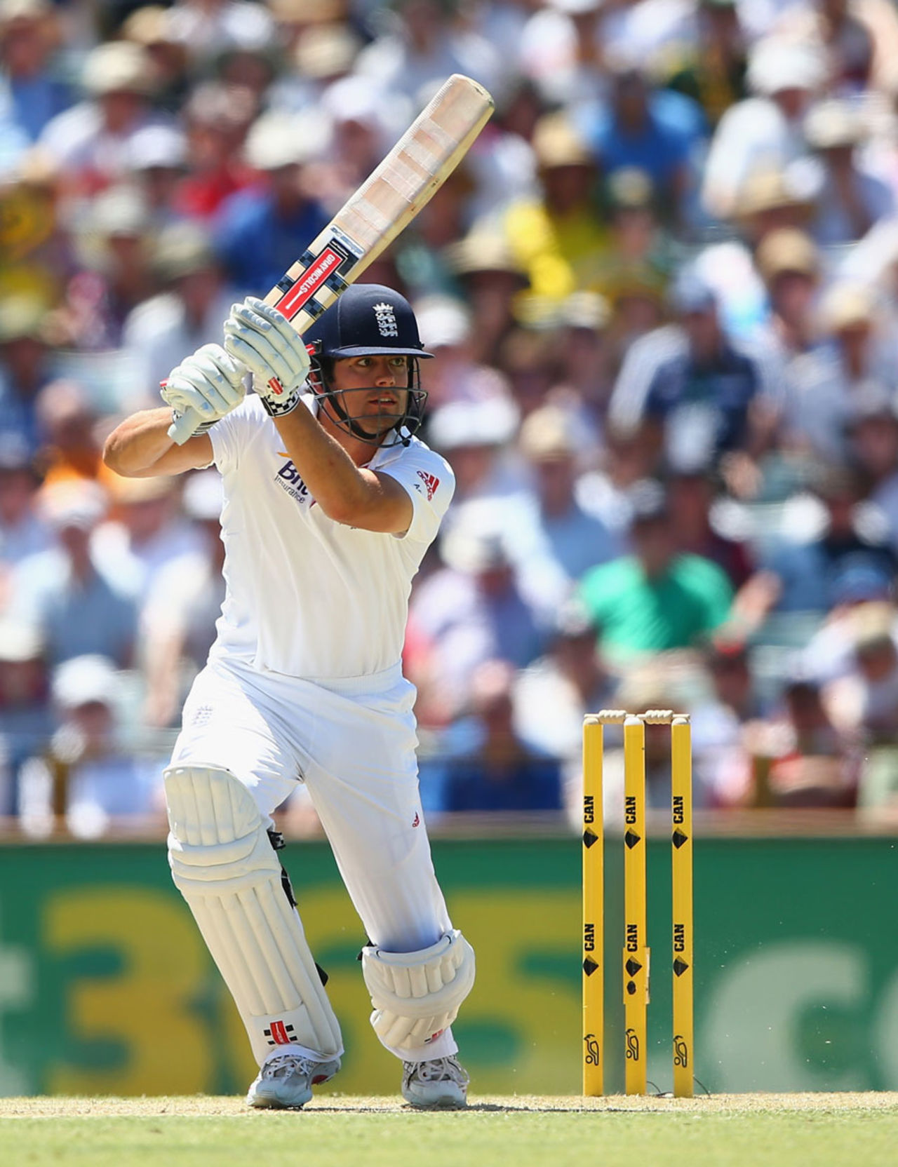 Alastair Cook drives through the covers, Australia v England, 3rd Test, Perth, 2nd day, December 14, 2013