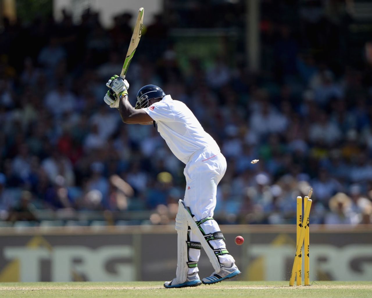 Michael Carberry was bowled while trying to leave the ball, Australia v England, 3rd Test, Perth, 2nd day, December 14, 2013