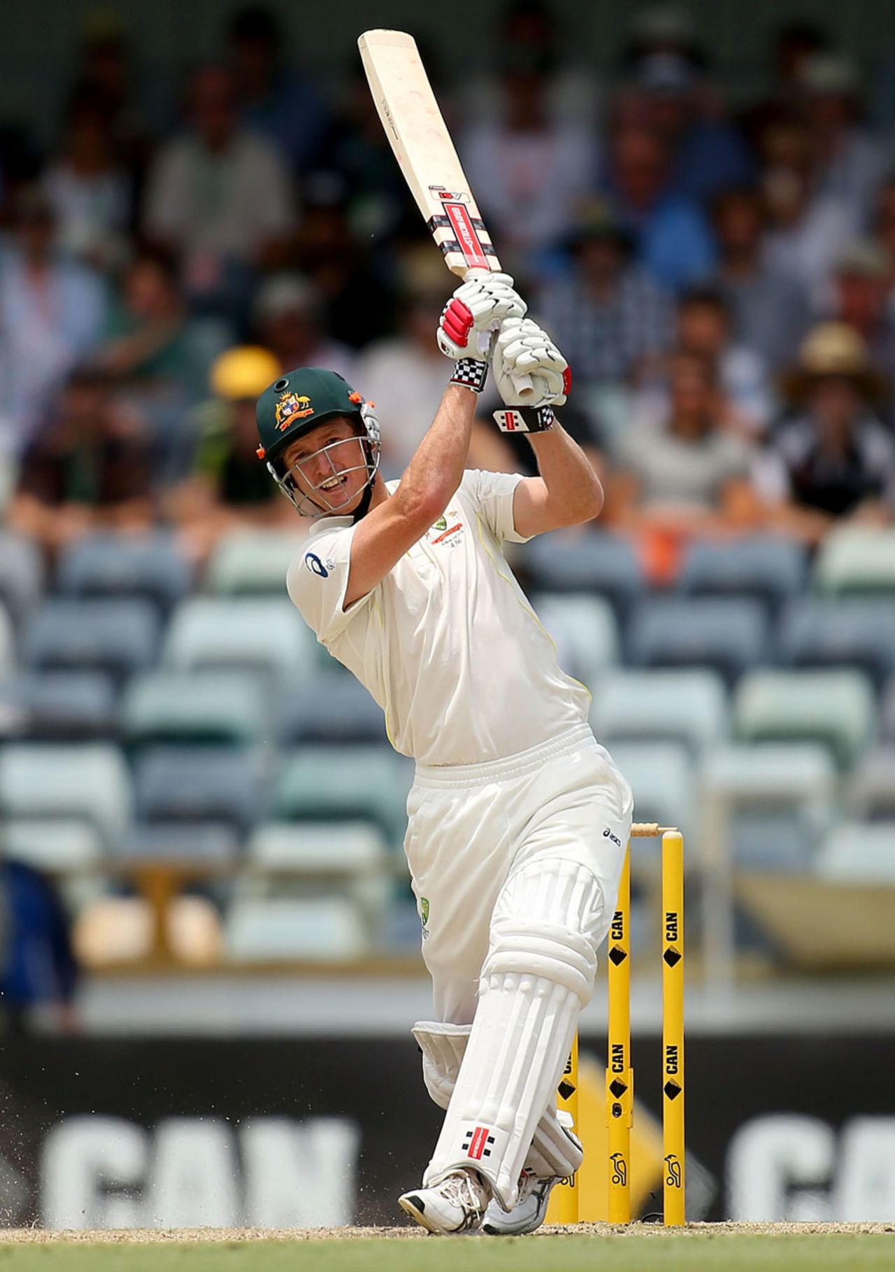 George Bailey hits a six straight down the ground, Australia v England, Test, Perth, 4th day, December 16, 2013