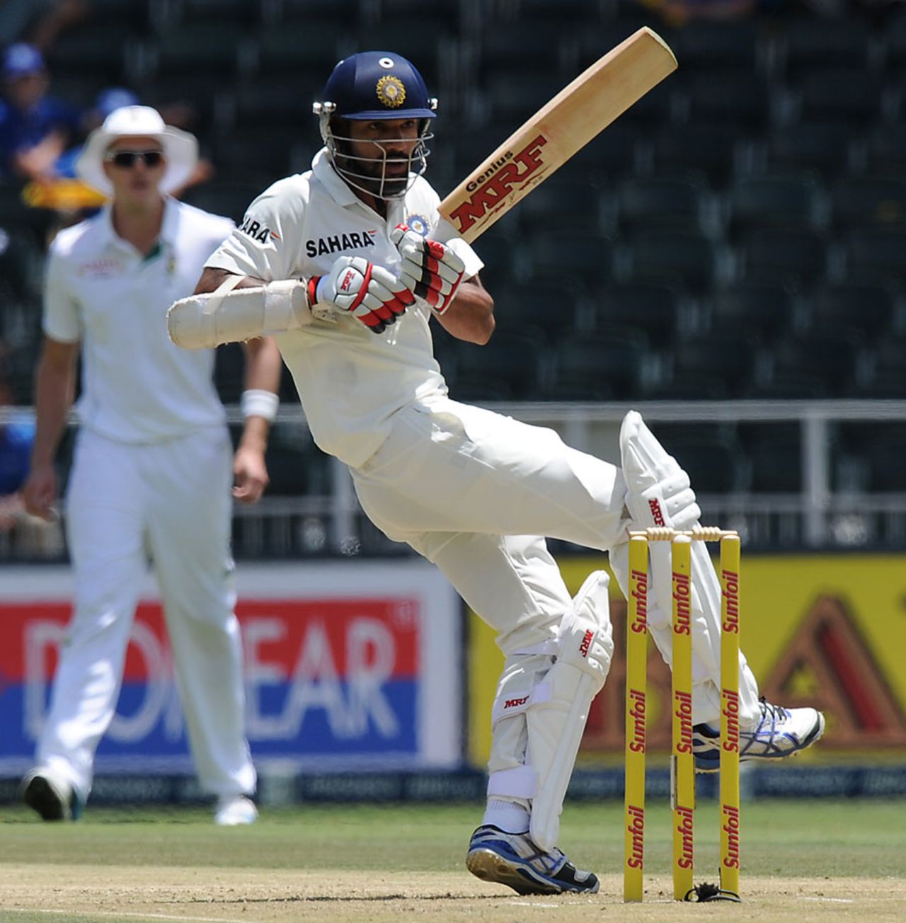 Shikhar Dhawan completes a hook shot, South Africa v India, 1st Test, Johannesburg, 1st day, December 18, 2013