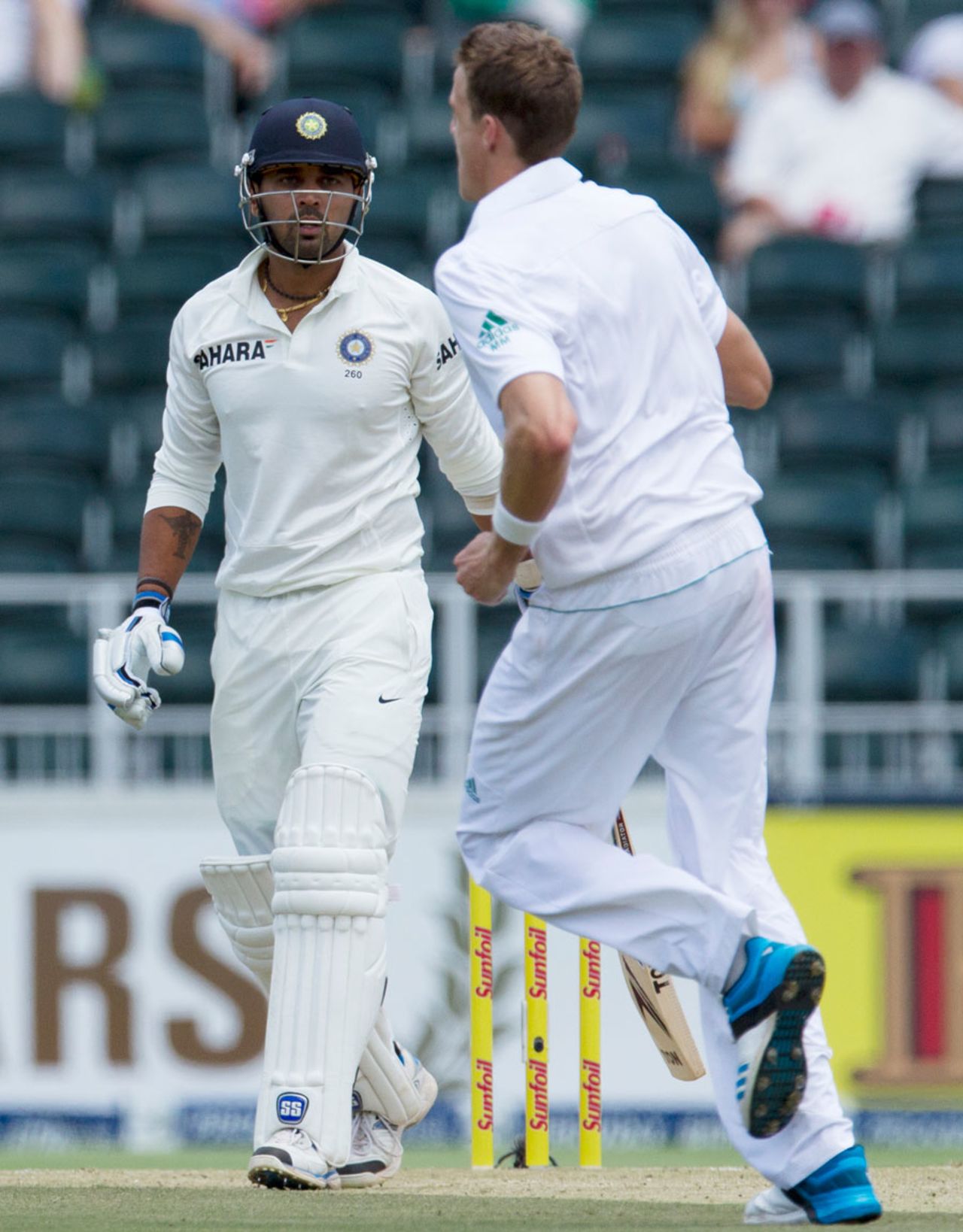 M Vijay looks despondent after being removed by Morne Morkel, South Africa v India, 1st Test, Johannesburg, 1st day, December 18, 2013